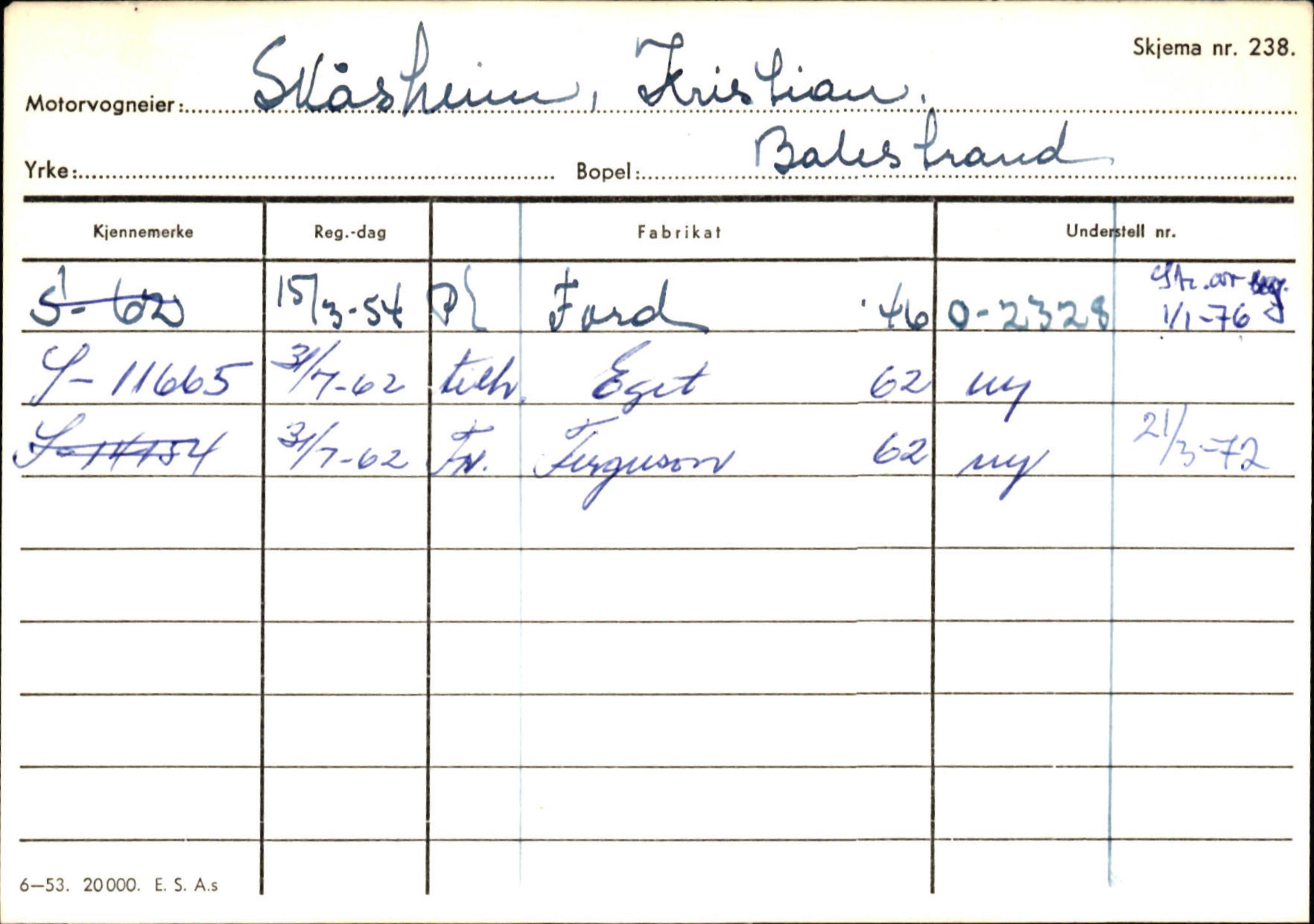 Statens vegvesen, Sogn og Fjordane vegkontor, AV/SAB-A-5301/4/F/L0132: Eigarregister Askvoll A-Å. Balestrand A-Å, 1945-1975, s. 2308