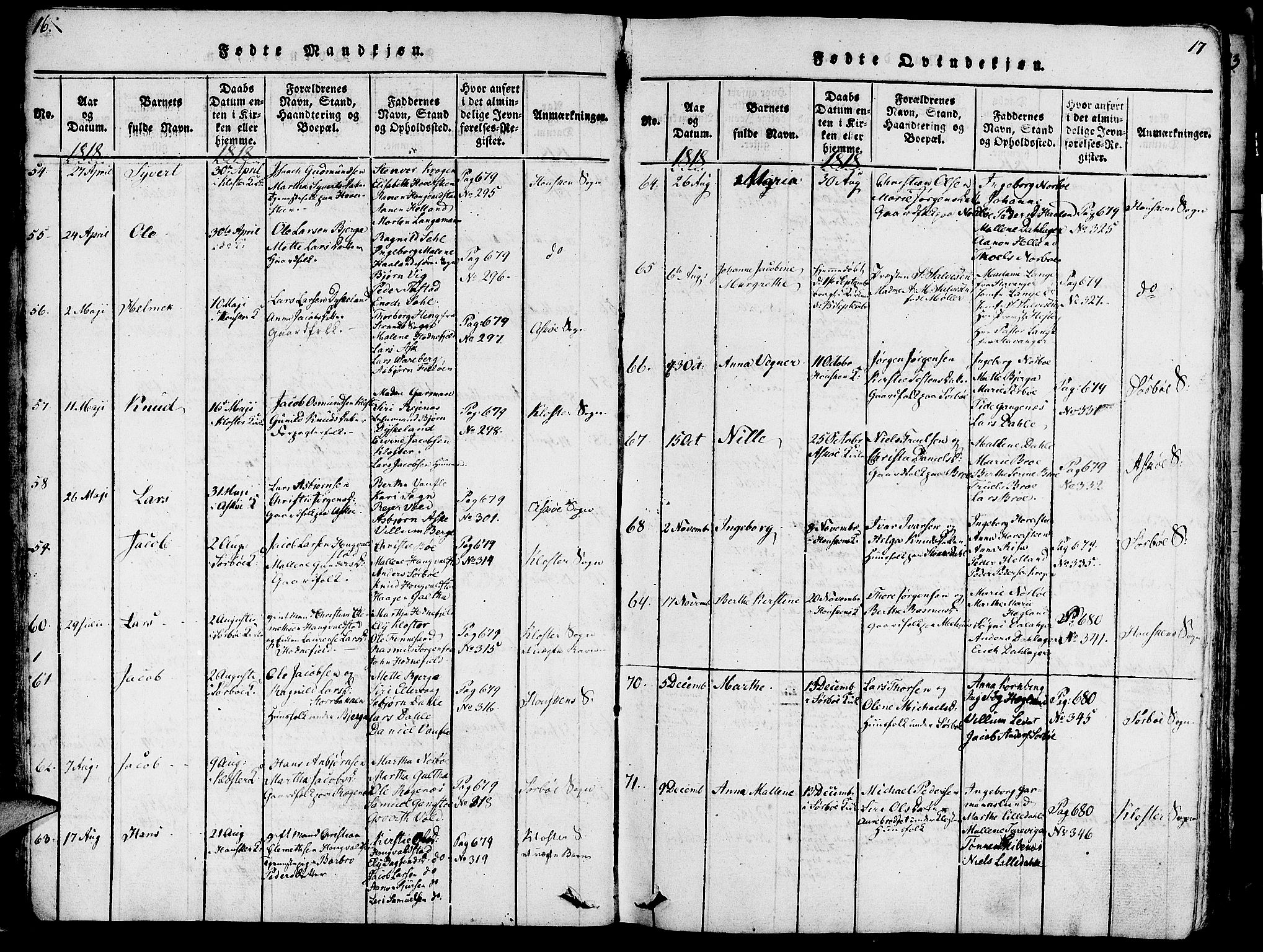 Rennesøy sokneprestkontor, SAST/A -101827/H/Ha/Haa/L0004: Ministerialbok nr. A 4, 1816-1837, s. 16-17