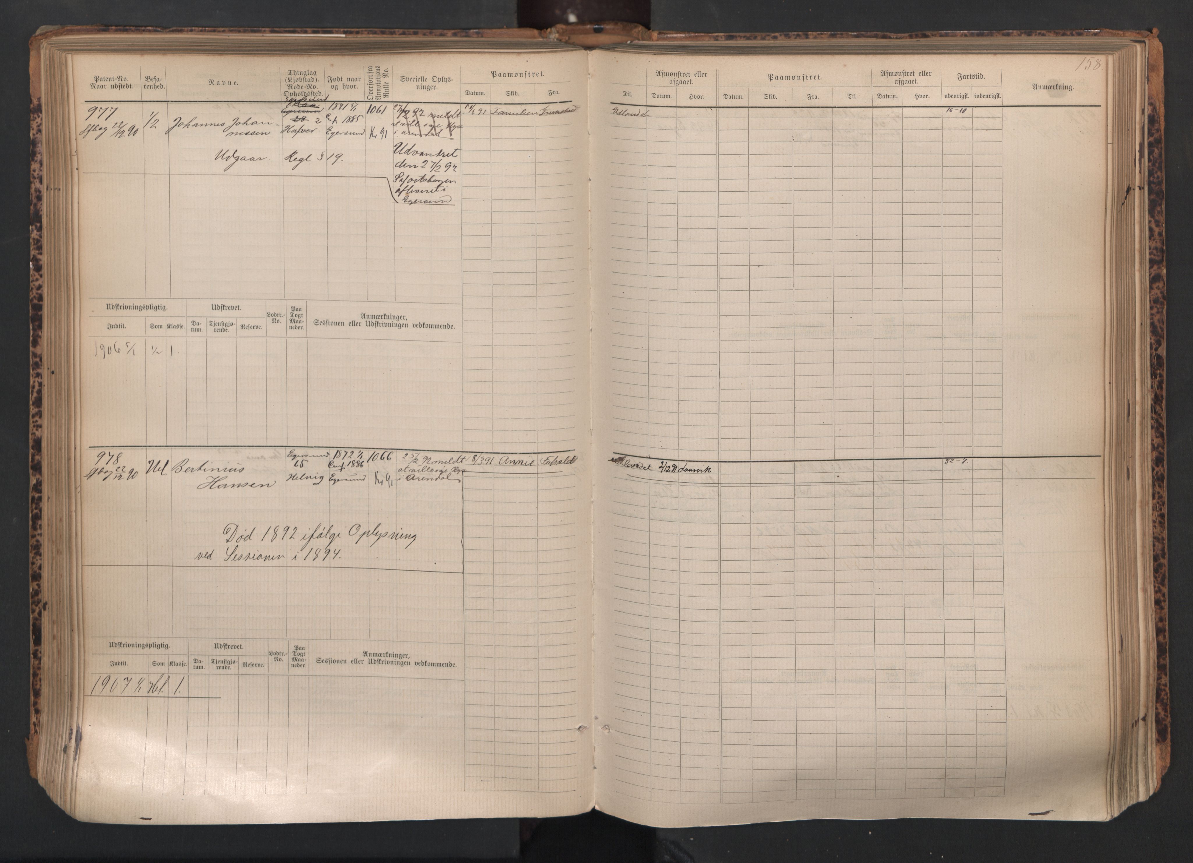 Egersund mønstringskrets, AV/SAK-2031-0019/F/Fb/L0002: Hovedrulle nr 667-1330, O-4, 1880-1940, s. 159
