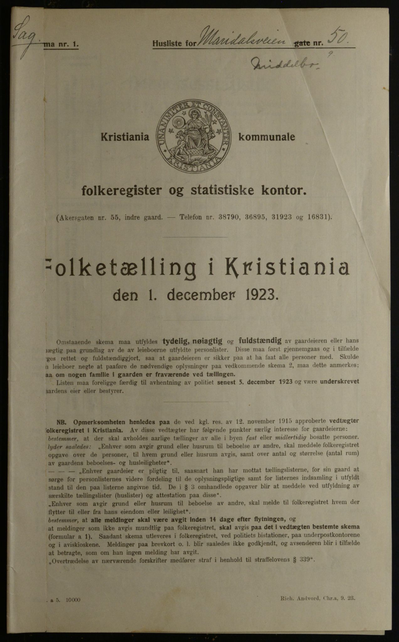 OBA, Kommunal folketelling 1.12.1923 for Kristiania, 1923, s. 68134