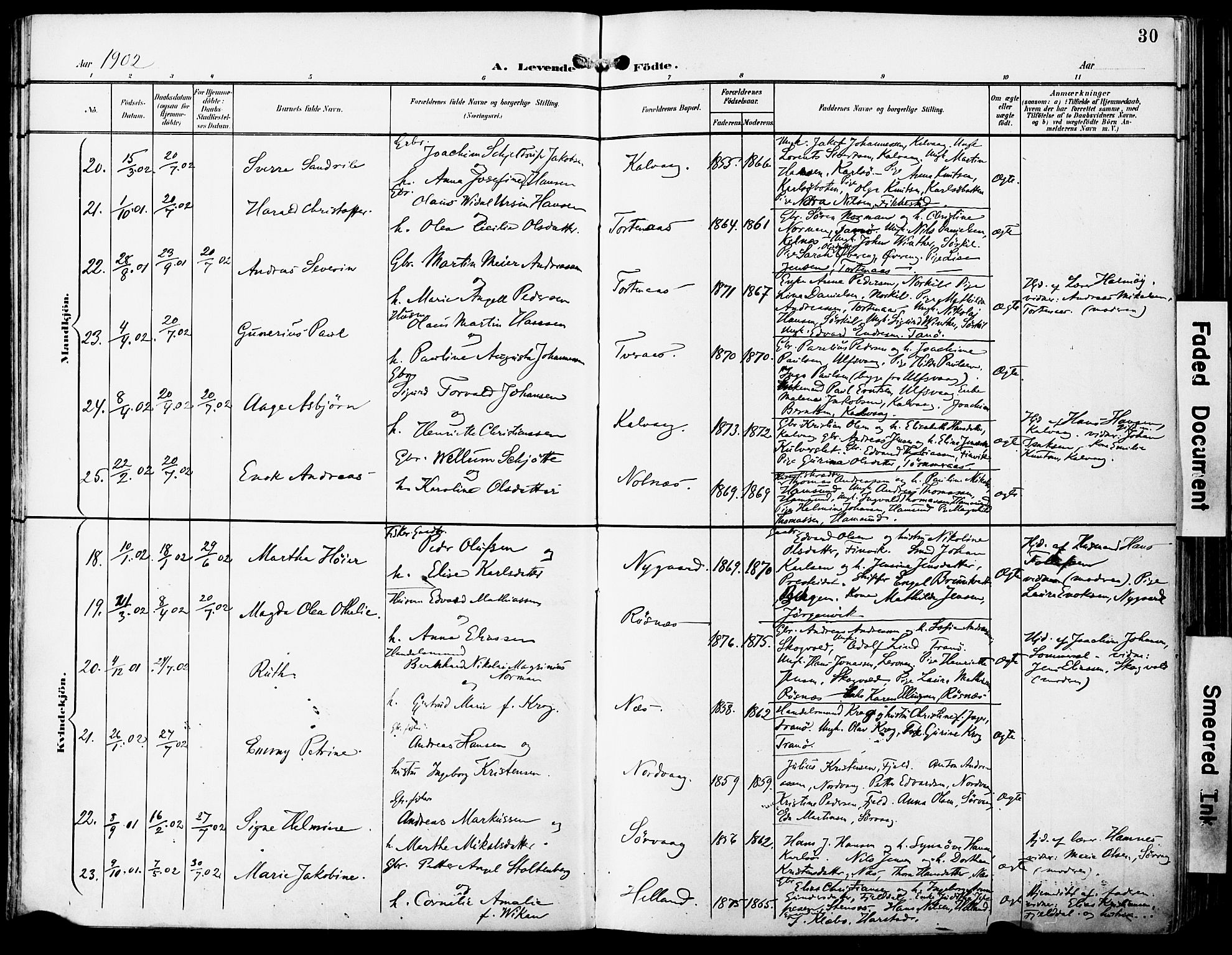 Ministerialprotokoller, klokkerbøker og fødselsregistre - Nordland, AV/SAT-A-1459/859/L0848: Ministerialbok nr. 859A08, 1900-1912, s. 30