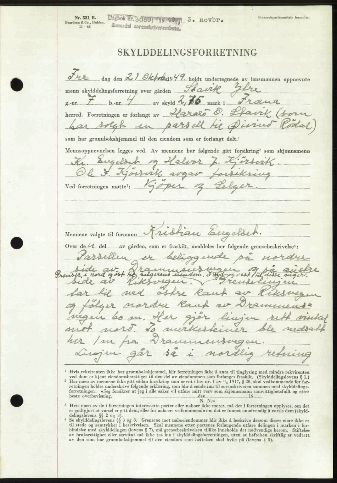 Romsdal sorenskriveri, SAT/A-4149/1/2/2C: Pantebok nr. A31, 1949-1949, Dagboknr: 3069/1949