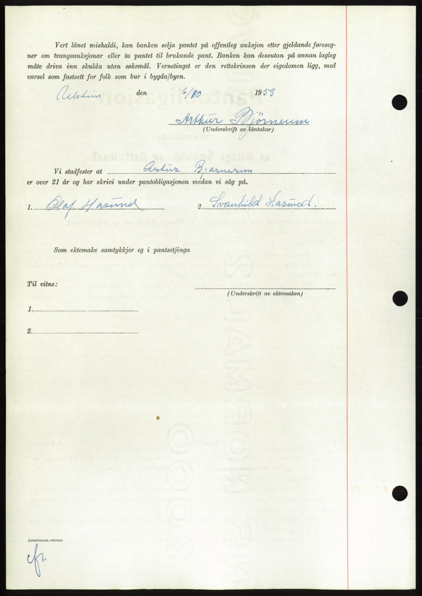 Søre Sunnmøre sorenskriveri, AV/SAT-A-4122/1/2/2C/L0124: Pantebok nr. 12B, 1953-1954, Dagboknr: 2463/1953