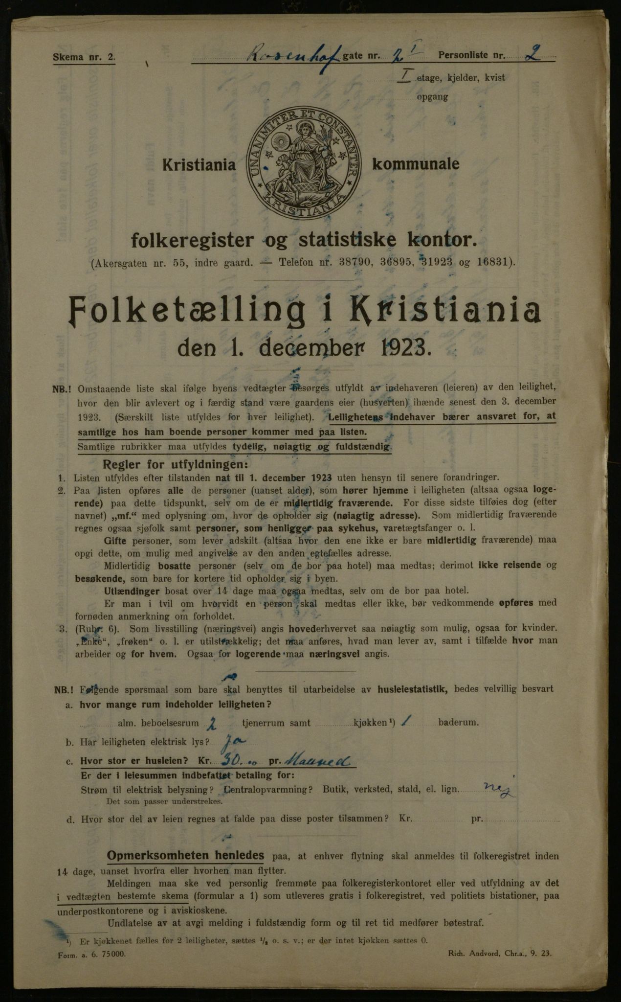 OBA, Kommunal folketelling 1.12.1923 for Kristiania, 1923, s. 92381