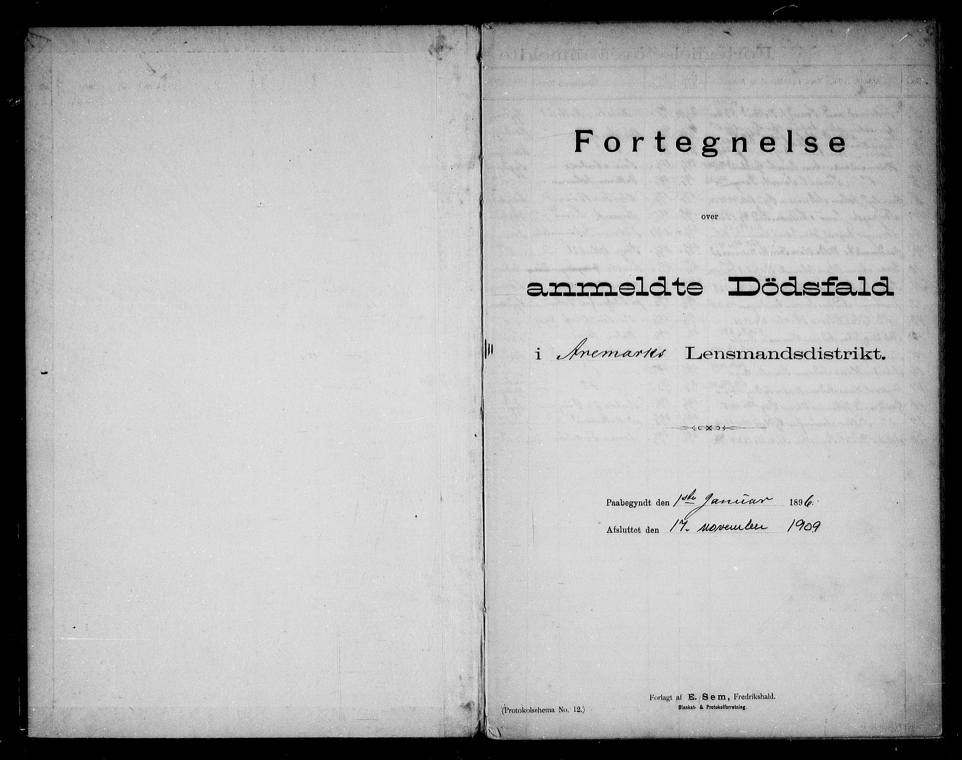 Aremark lensmannskontor, AV/SAO-A-10631/H/Ha/L0002: Dødsfallsprotokoll, 1896-1909