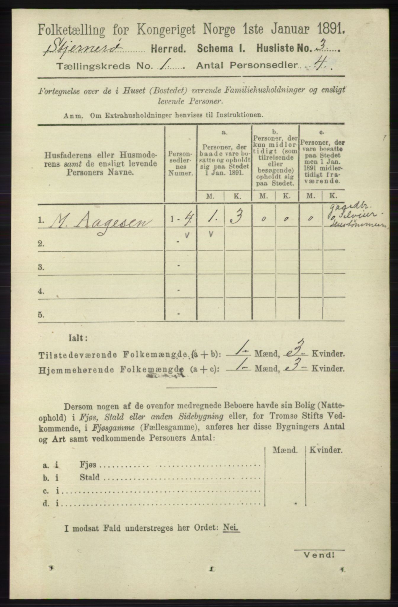RA, Folketelling 1891 for 1140 Sjernarøy herred, 1891, s. 18