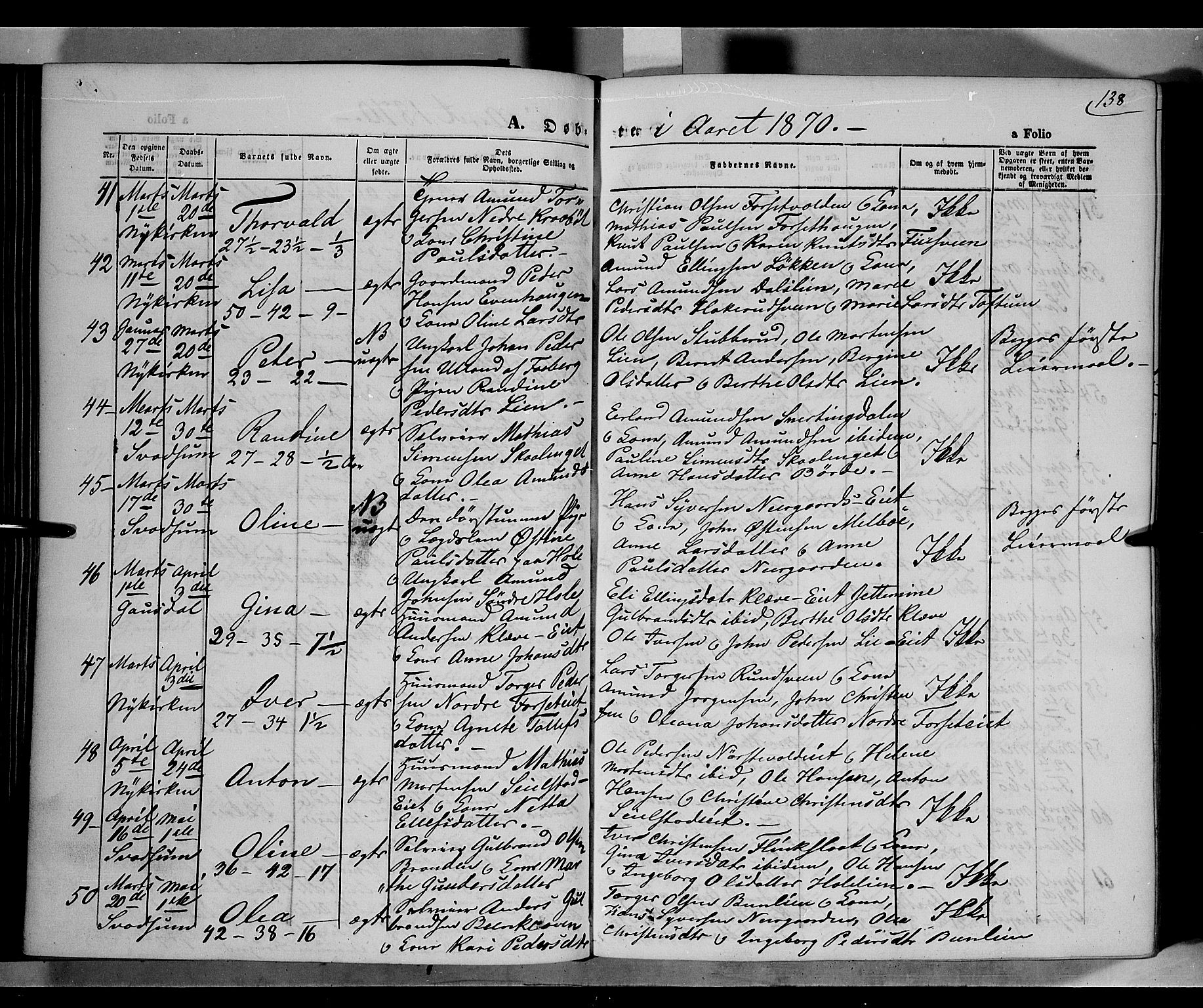 Gausdal prestekontor, AV/SAH-PREST-090/H/Ha/Haa/L0009: Ministerialbok nr. 9, 1862-1873, s. 138