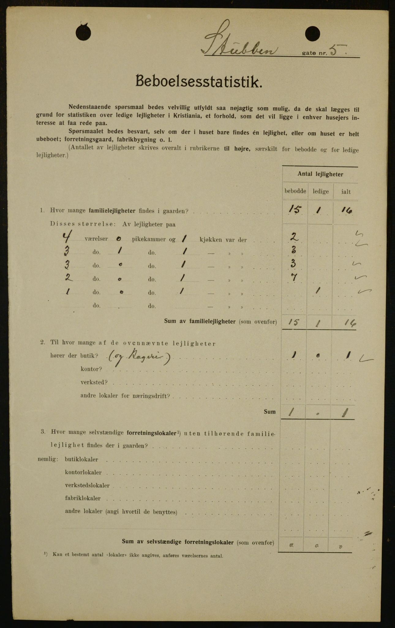 OBA, Kommunal folketelling 1.2.1909 for Kristiania kjøpstad, 1909, s. 94552