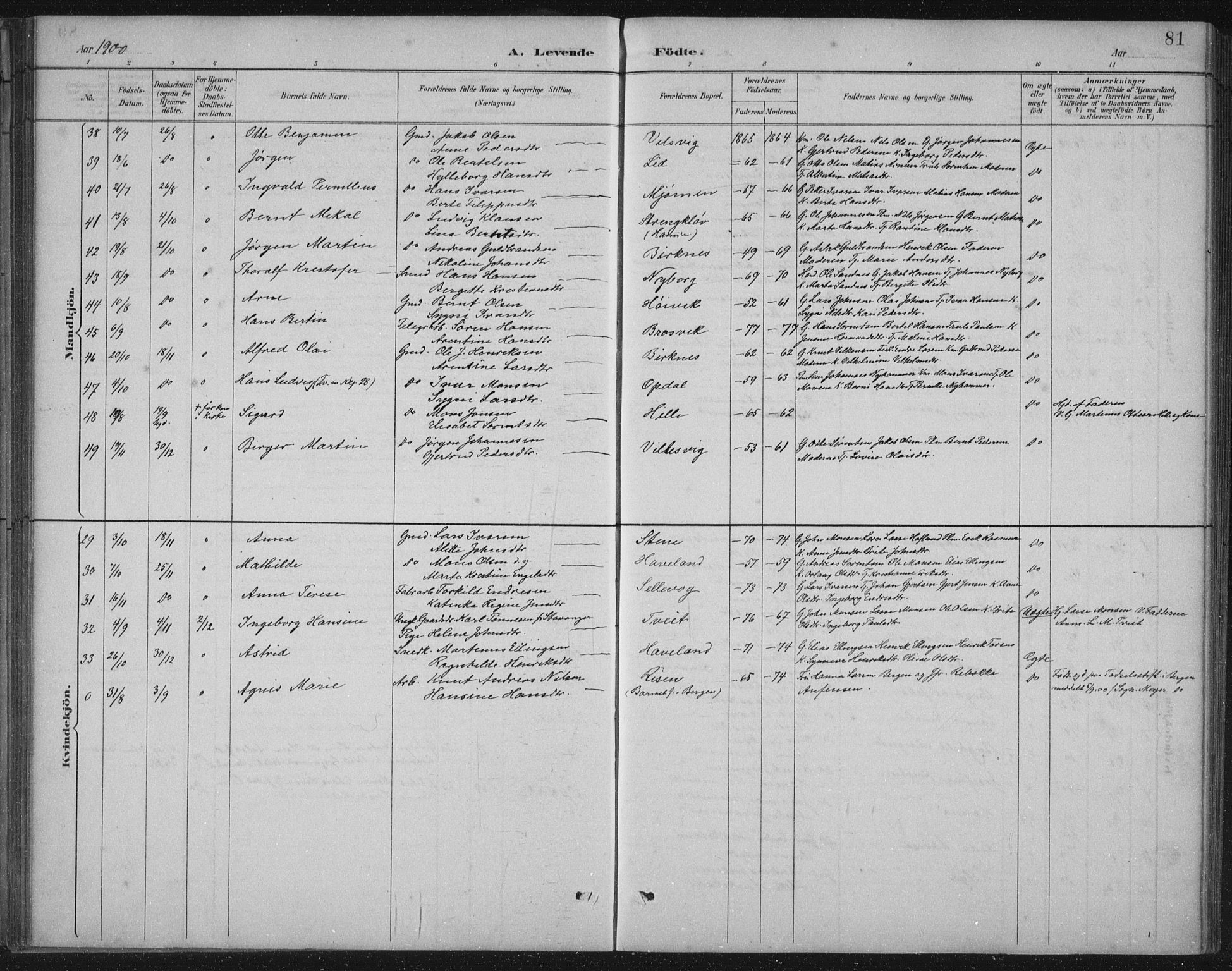 Gulen sokneprestembete, AV/SAB-A-80201/H/Hab/Habb/L0003: Klokkerbok nr. B 3, 1884-1907, s. 81