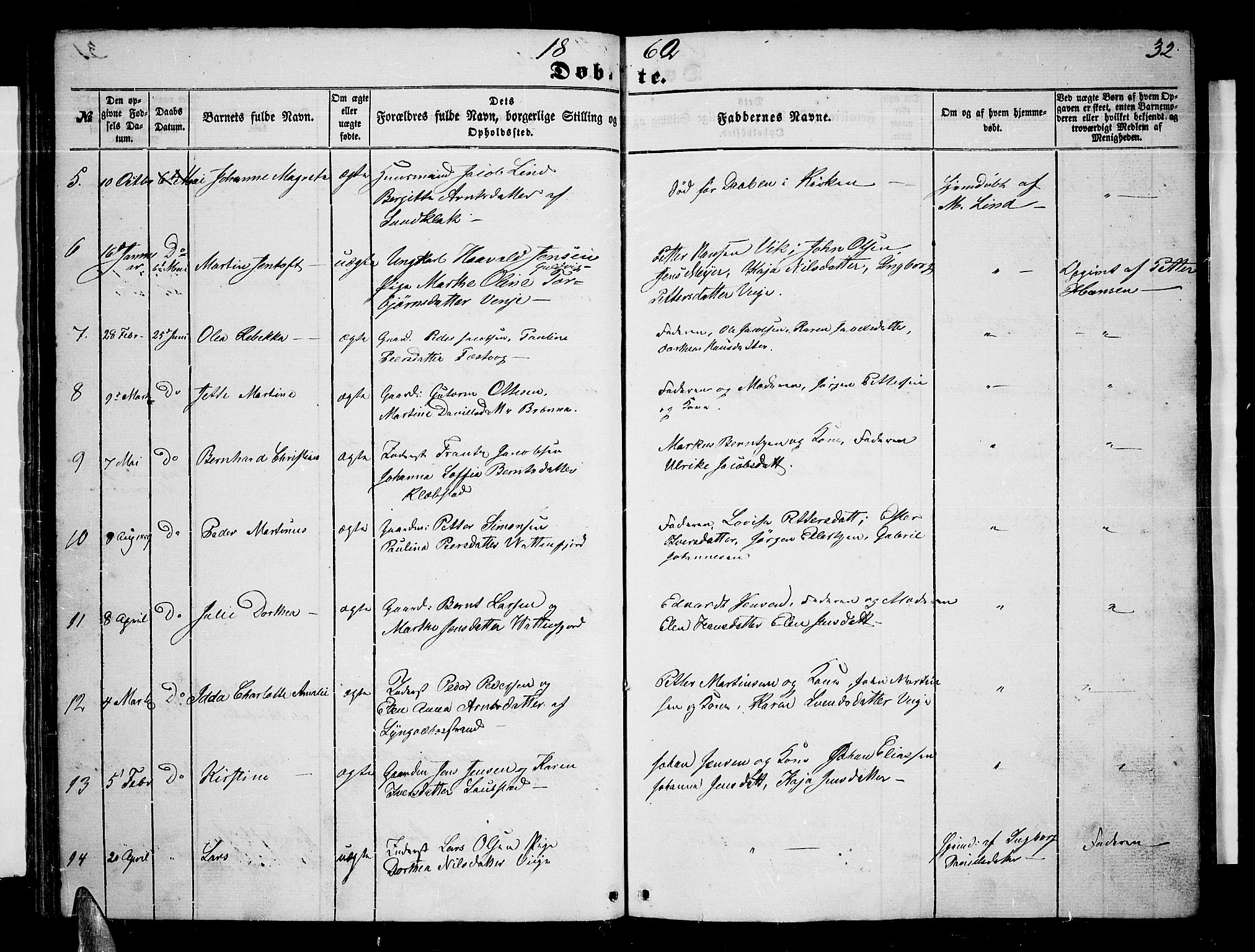 Ministerialprotokoller, klokkerbøker og fødselsregistre - Nordland, SAT/A-1459/876/L1102: Klokkerbok nr. 876C01, 1852-1886, s. 32
