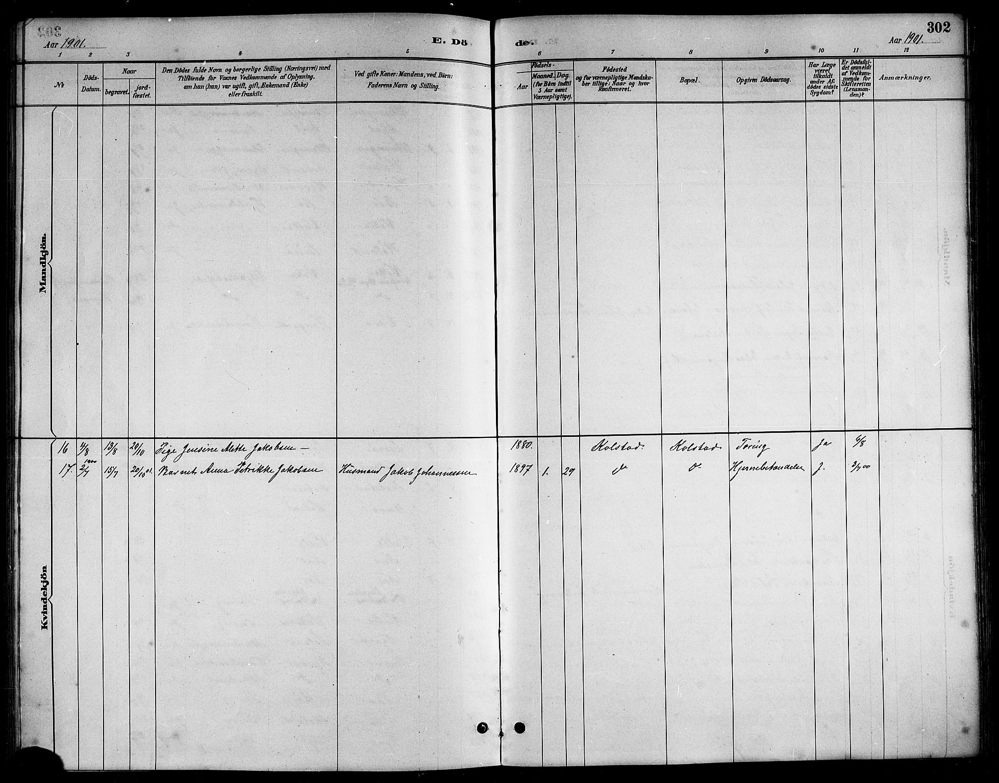 Ministerialprotokoller, klokkerbøker og fødselsregistre - Nordland, AV/SAT-A-1459/816/L0253: Klokkerbok nr. 816C03, 1886-1905, s. 302