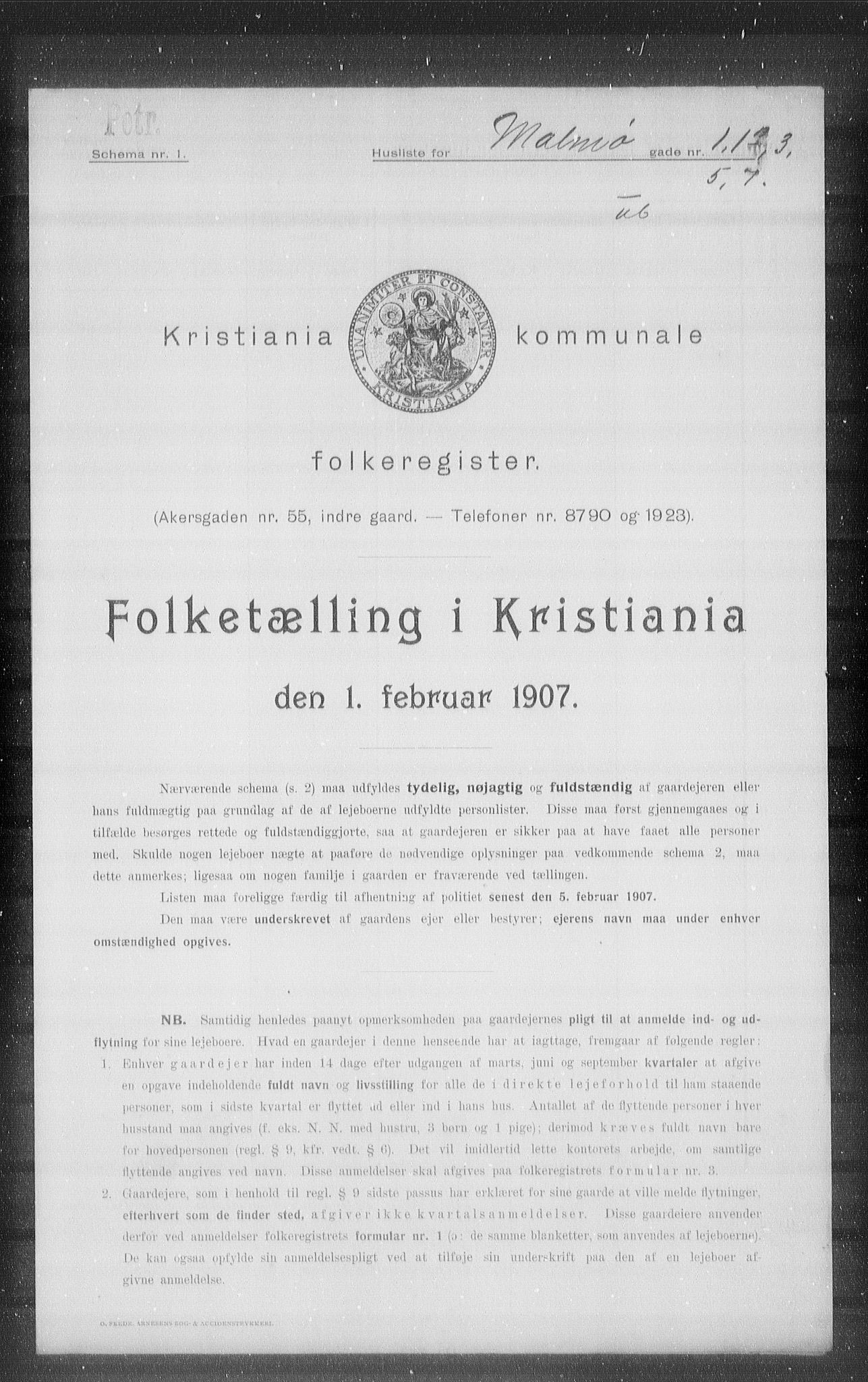 OBA, Kommunal folketelling 1.2.1907 for Kristiania kjøpstad, 1907, s. 30624