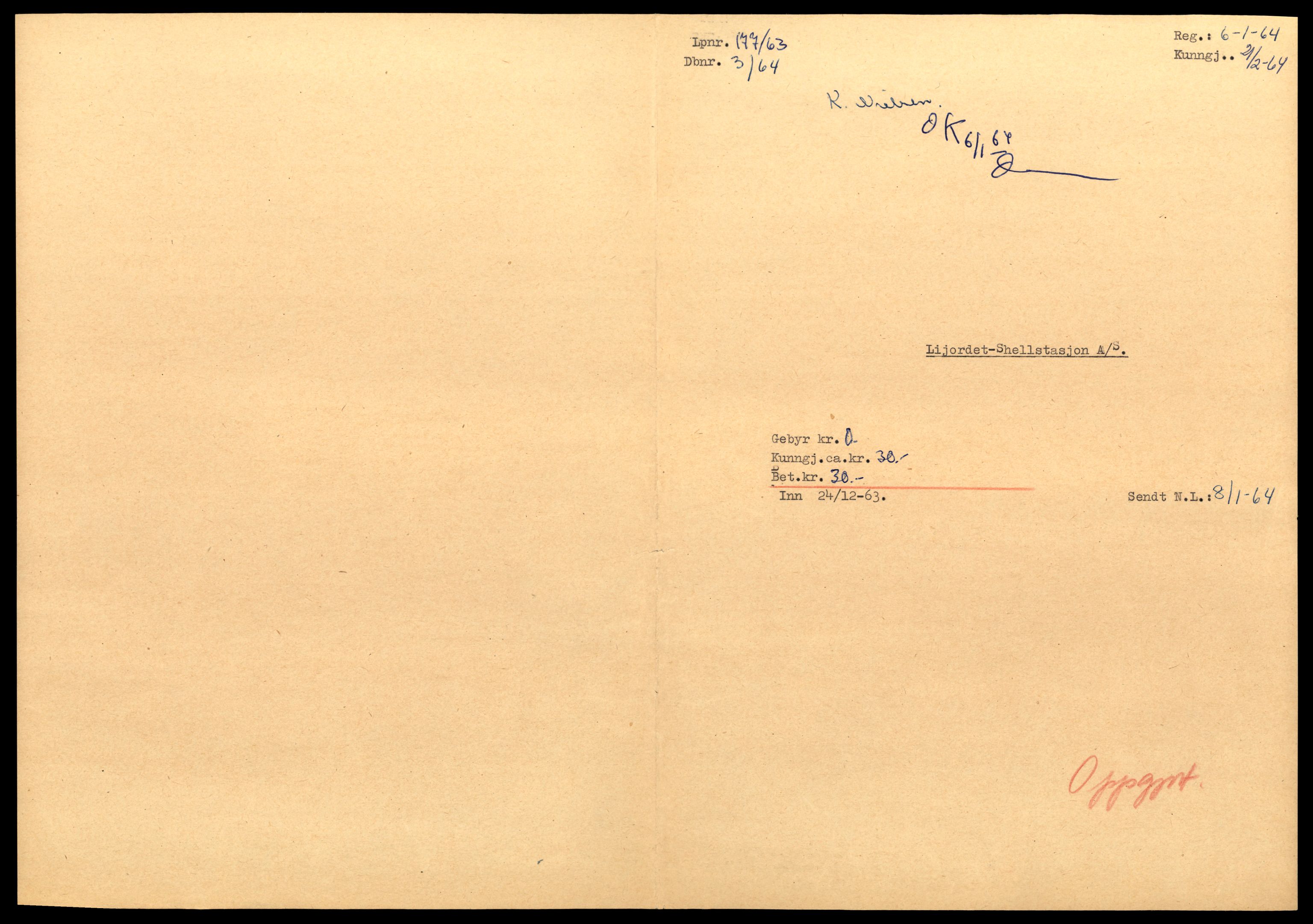 Asker og Bærum tingrett, AV/SAT-A-10379/K/Kb/Kba/L0088: Enkeltmannsforetak, aksjeselskap og andelslag, slettet i Østre Bærum dagboknr. 1/1964 - 197/1964, 1964, s. 5