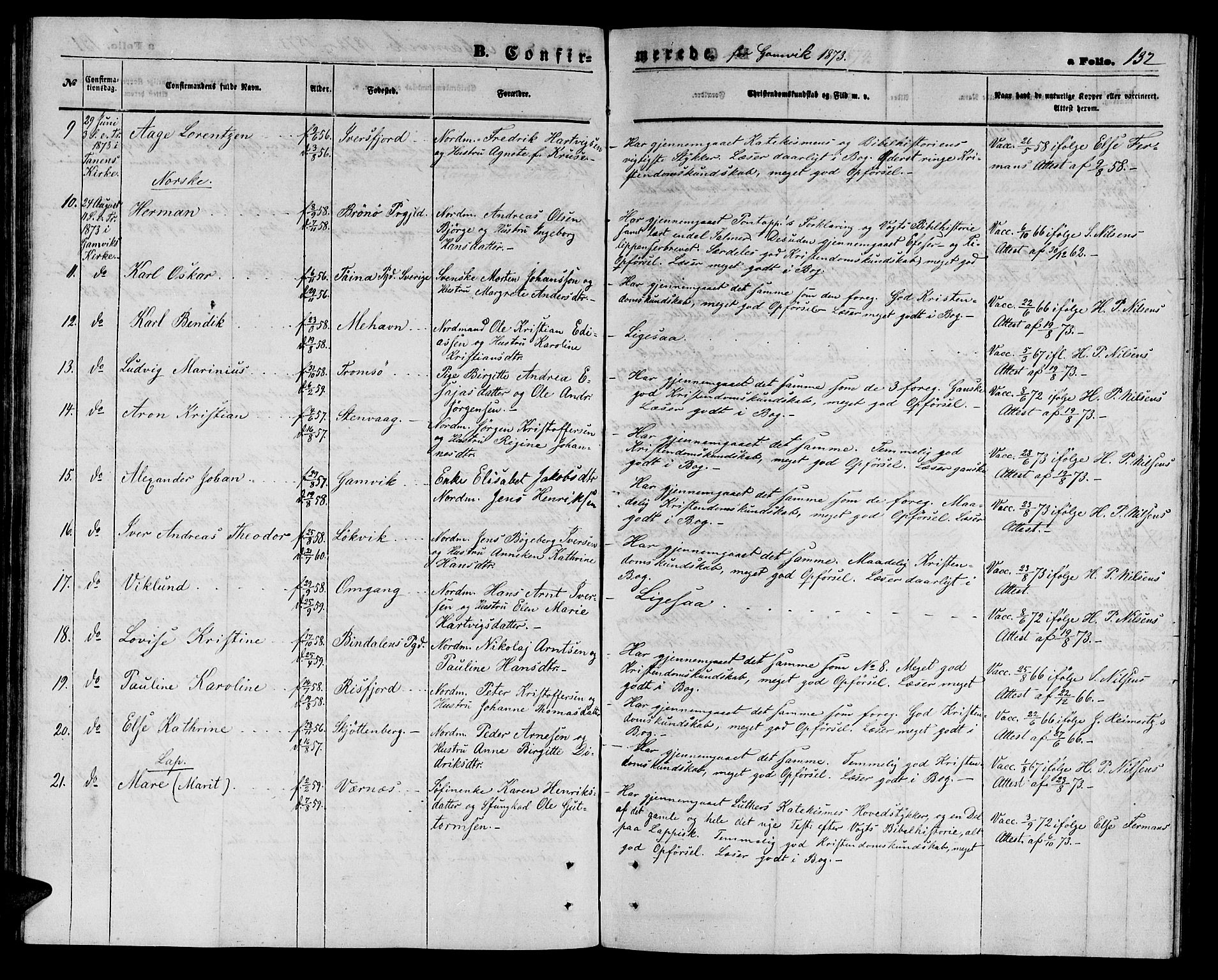 Tana sokneprestkontor, AV/SATØ-S-1334/H/Hb/L0002klokker: Klokkerbok nr. 2 /2, 1867-1877, s. 132