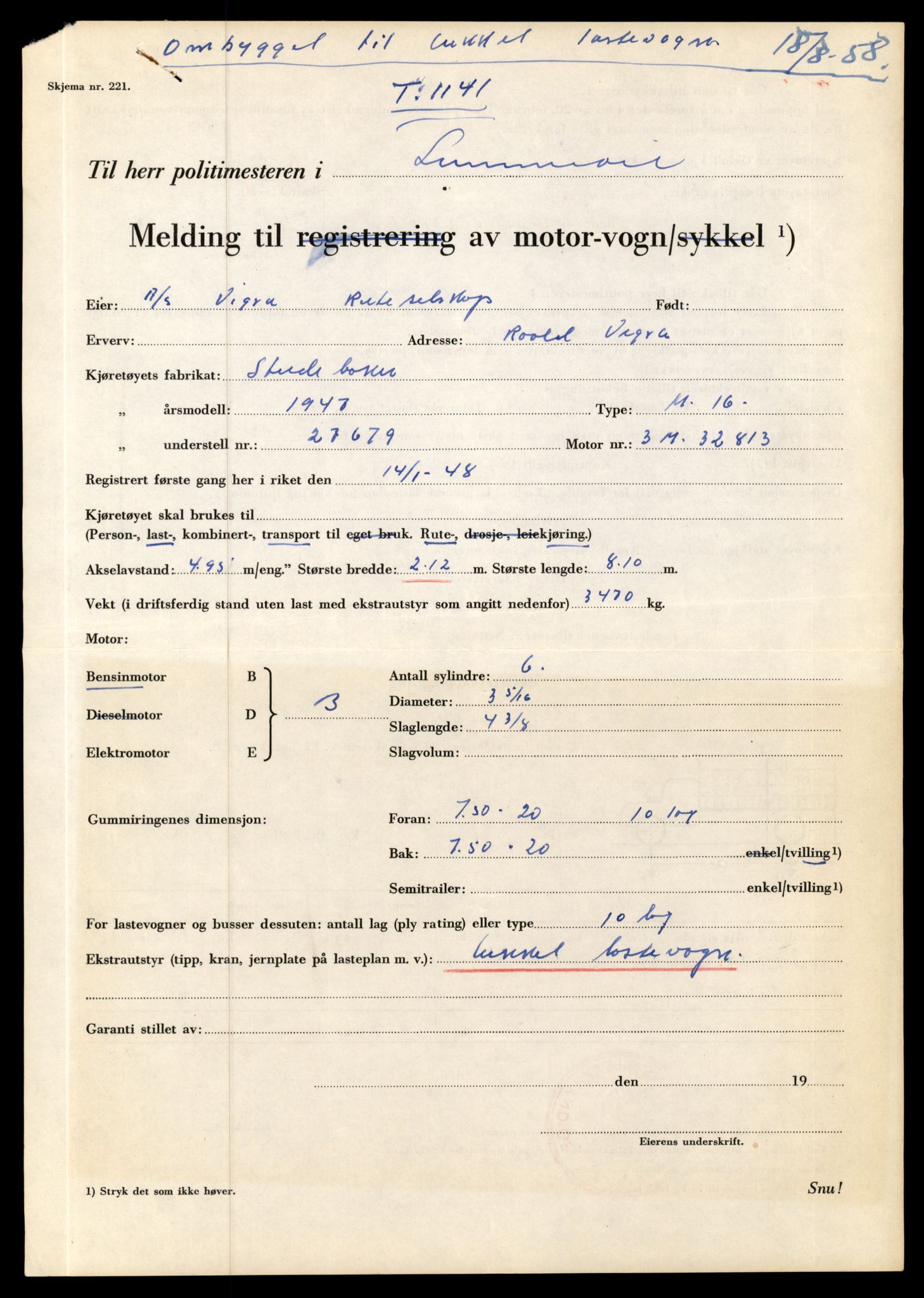 Møre og Romsdal vegkontor - Ålesund trafikkstasjon, AV/SAT-A-4099/F/Fe/L0010: Registreringskort for kjøretøy T 1050 - T 1169, 1927-1998, s. 2579
