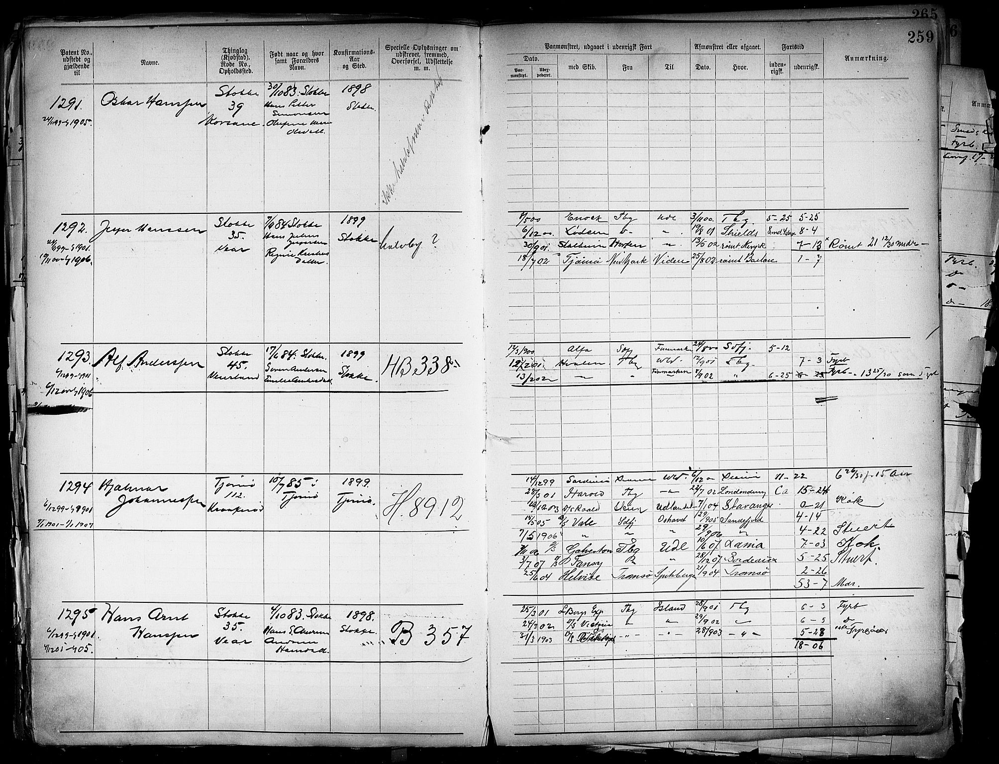 Tønsberg innrulleringskontor, AV/SAKO-A-786/F/Fb/L0004: Annotasjonsrulle Patent nr. 1-2400, 1892-1904, s. 226