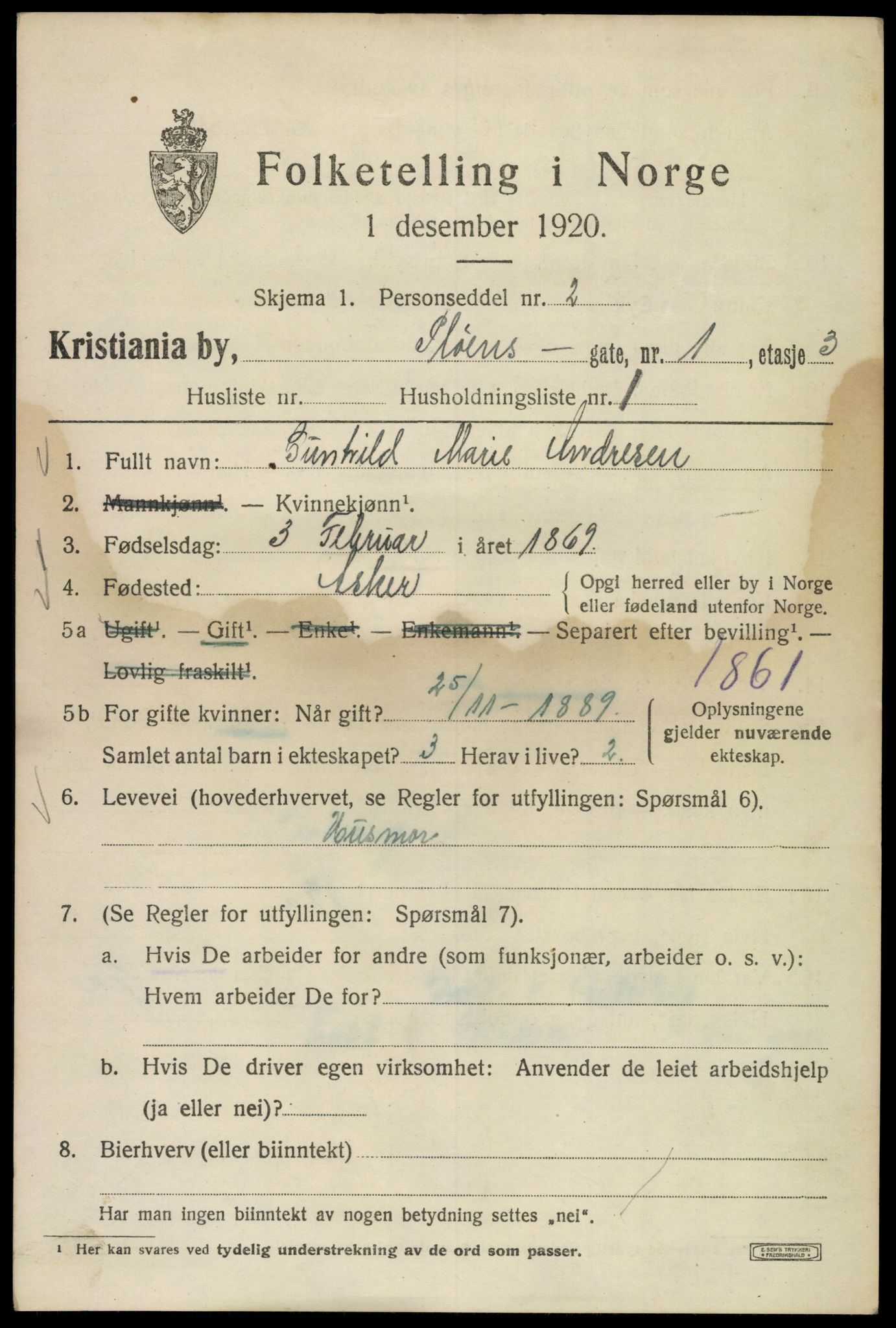 SAO, Folketelling 1920 for 0301 Kristiania kjøpstad, 1920, s. 456245