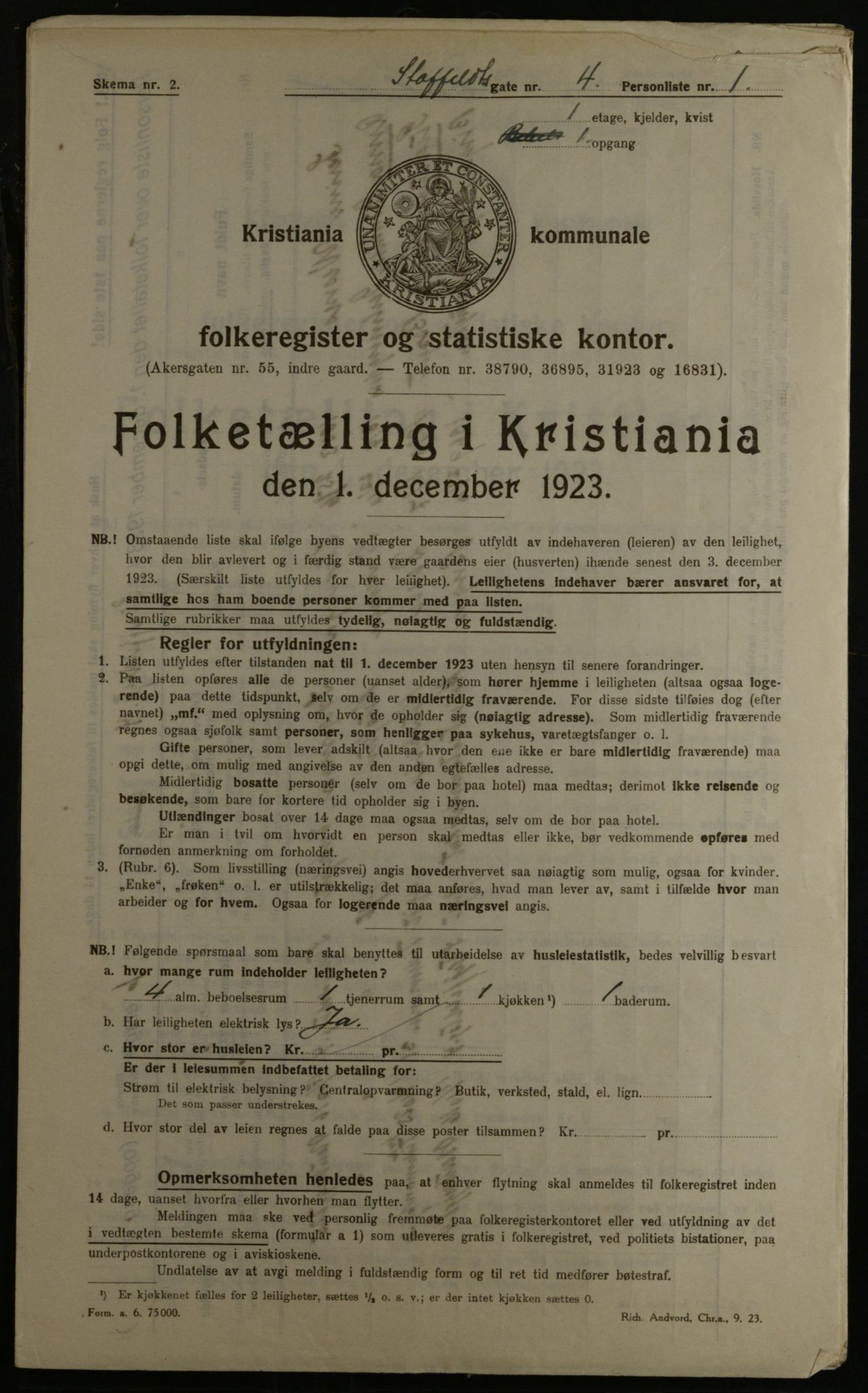 OBA, Kommunal folketelling 1.12.1923 for Kristiania, 1923, s. 111150