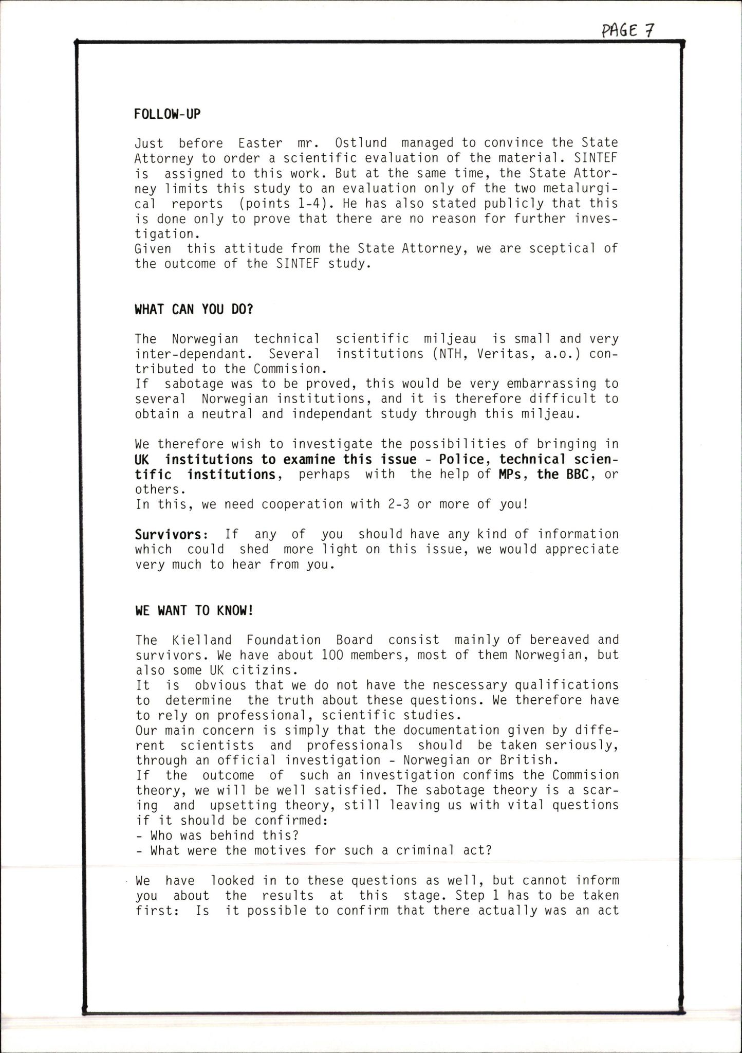 Pa 1660 - Kielland- fondet, AV/SAST-A-102242/X/Xa/L0001: Rapport til overlevende og etterlatte/ Kielland Bulletin, 1980-1998