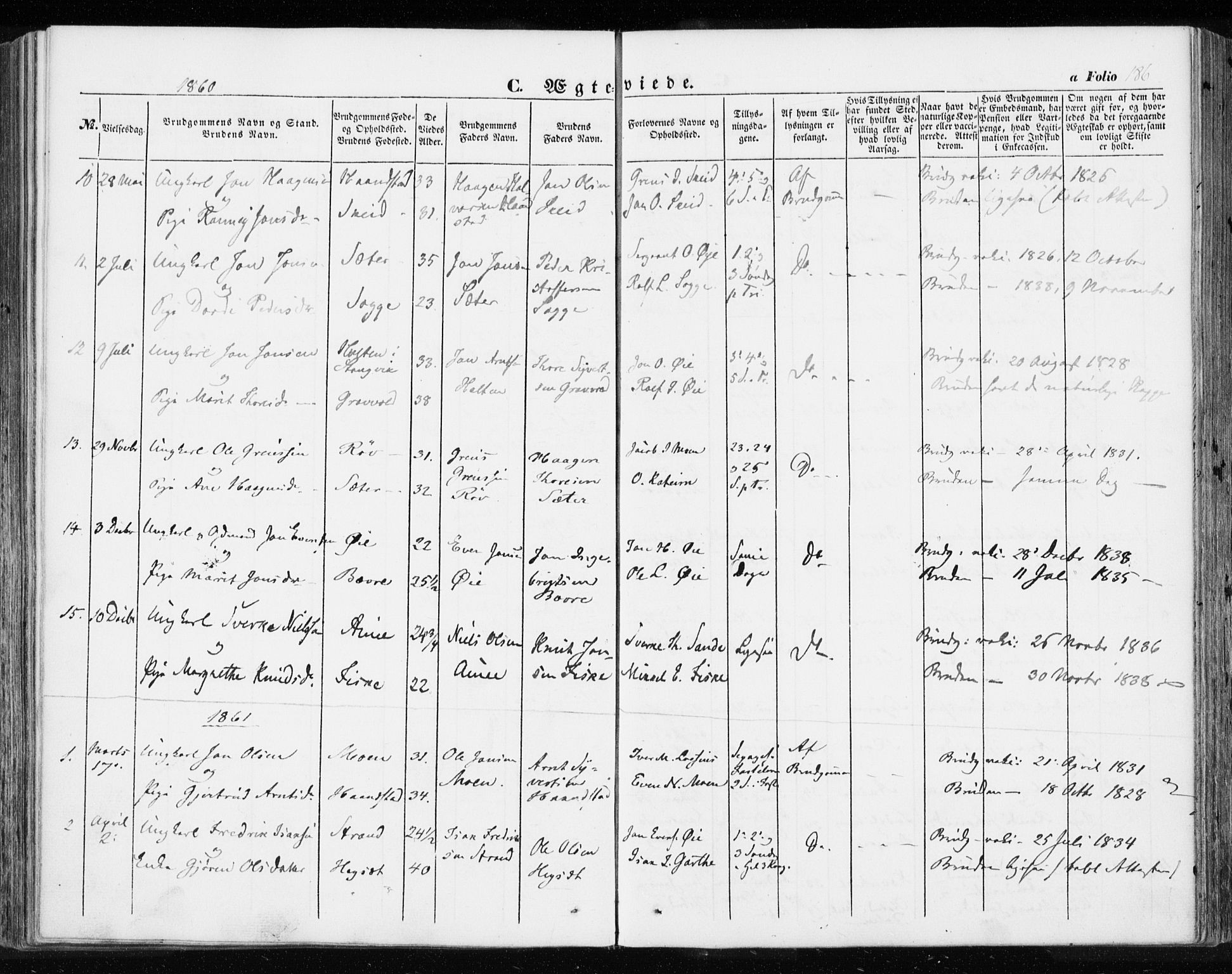 Ministerialprotokoller, klokkerbøker og fødselsregistre - Møre og Romsdal, AV/SAT-A-1454/595/L1044: Ministerialbok nr. 595A06, 1852-1863, s. 186
