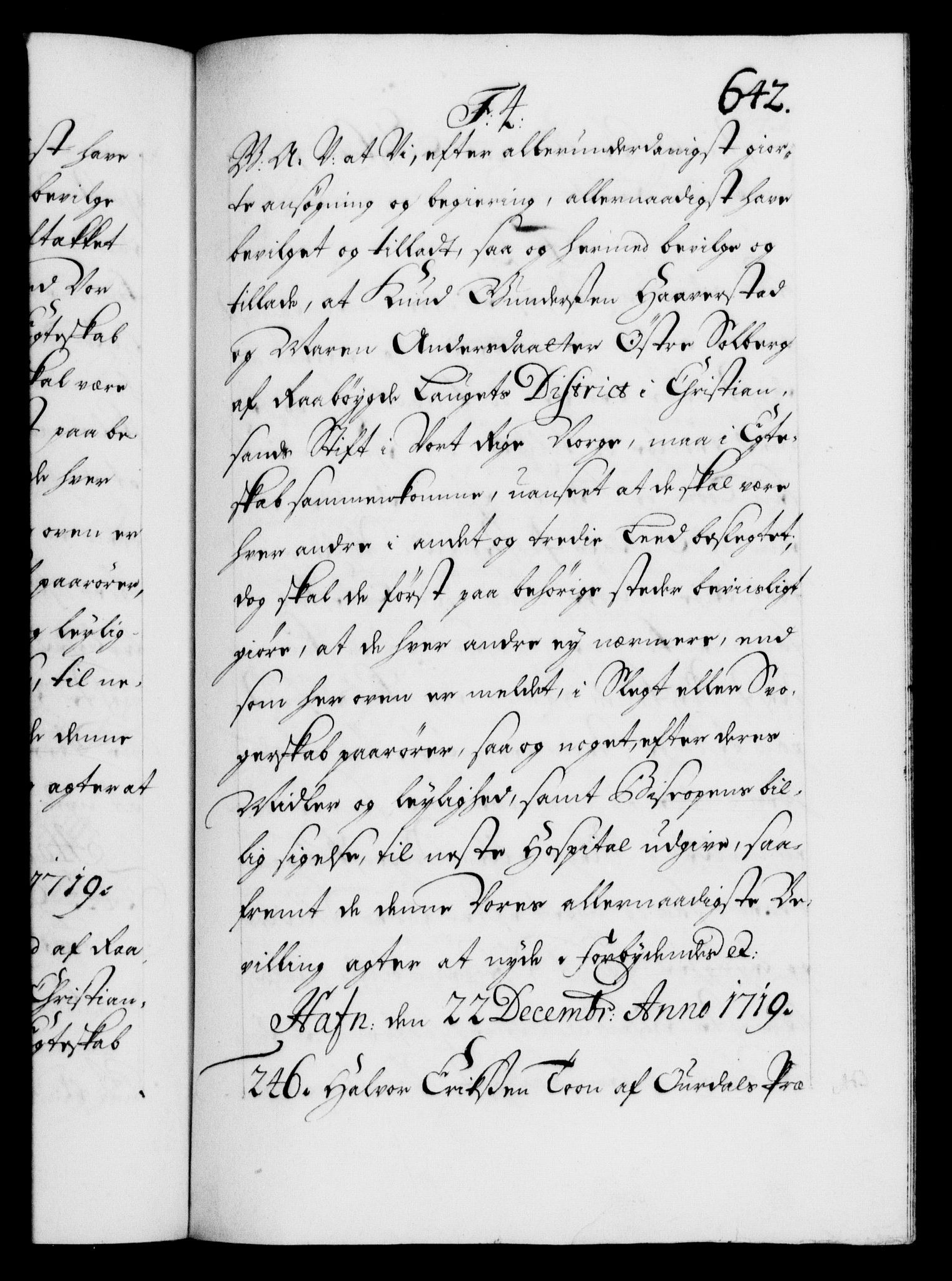 Danske Kanselli 1572-1799, RA/EA-3023/F/Fc/Fca/Fcaa/L0022: Norske registre, 1716-1719, s. 642a