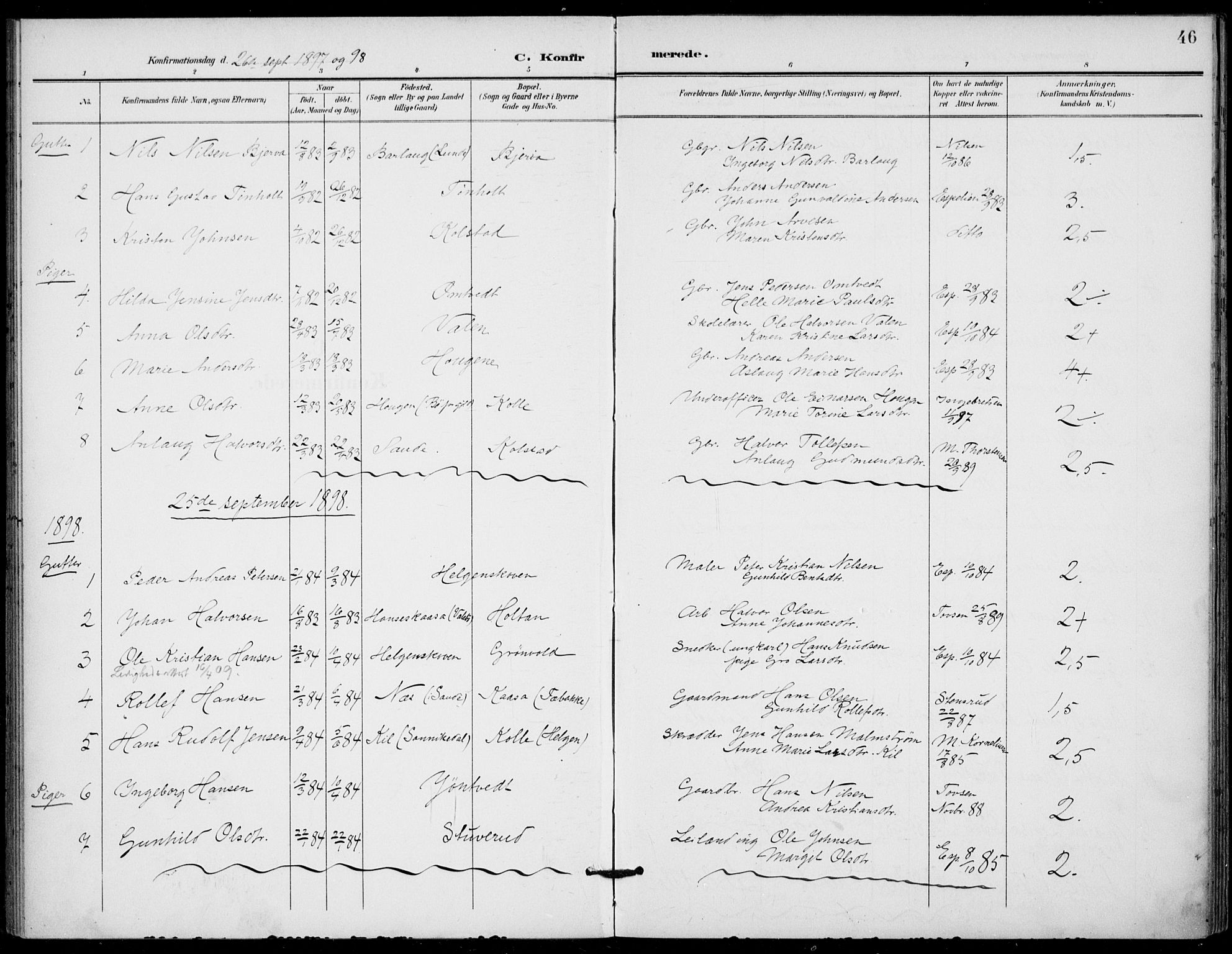 Holla kirkebøker, AV/SAKO-A-272/F/Fa/L0011: Ministerialbok nr. 11, 1897-1928, s. 46