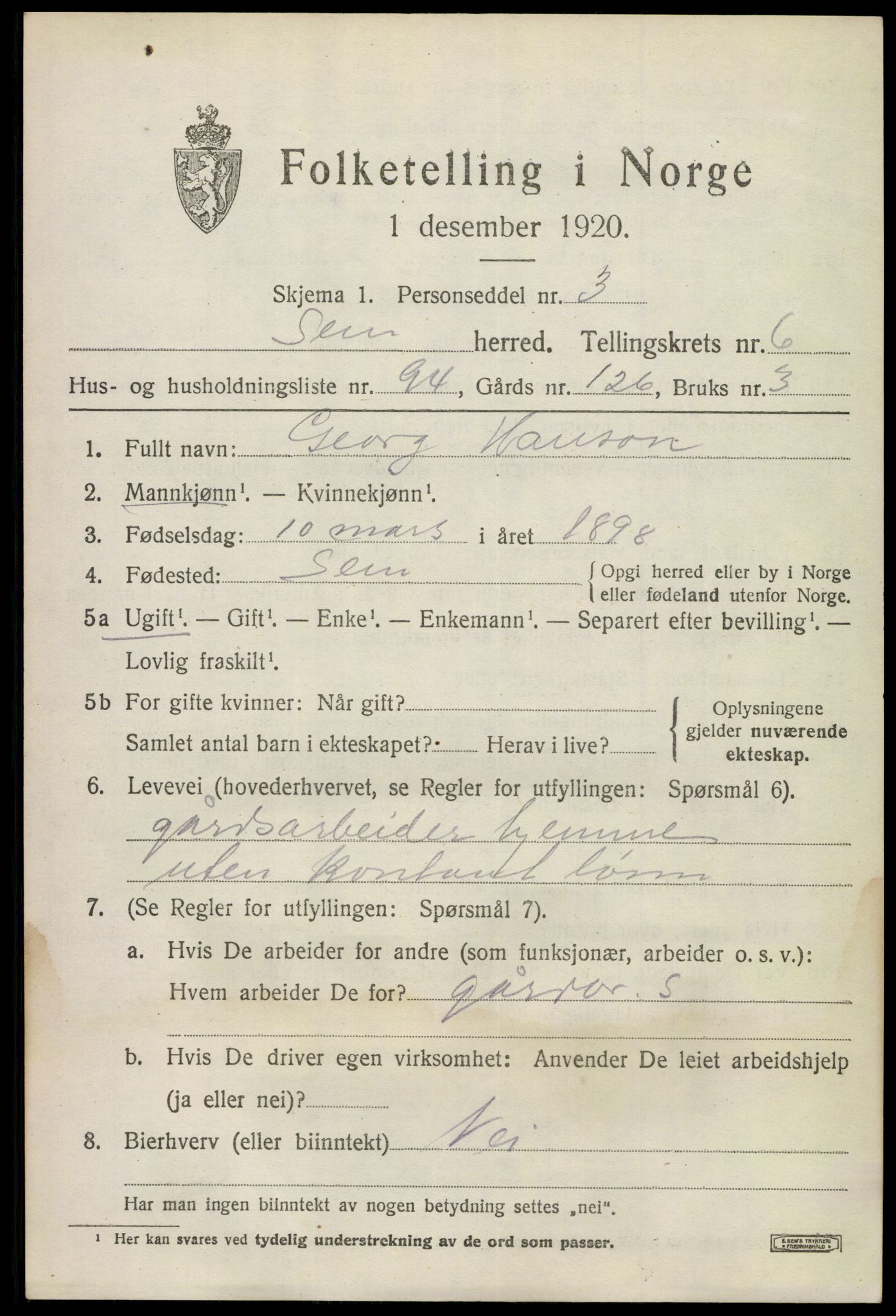 SAKO, Folketelling 1920 for 0721 Sem herred, 1920, s. 10329