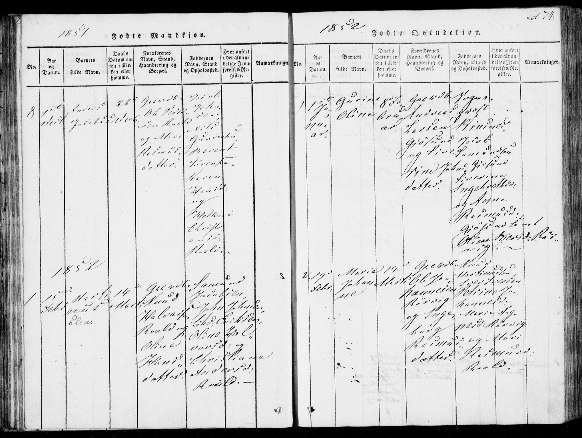 Ministerialprotokoller, klokkerbøker og fødselsregistre - Møre og Romsdal, AV/SAT-A-1454/537/L0517: Ministerialbok nr. 537A01, 1818-1862, s. 74