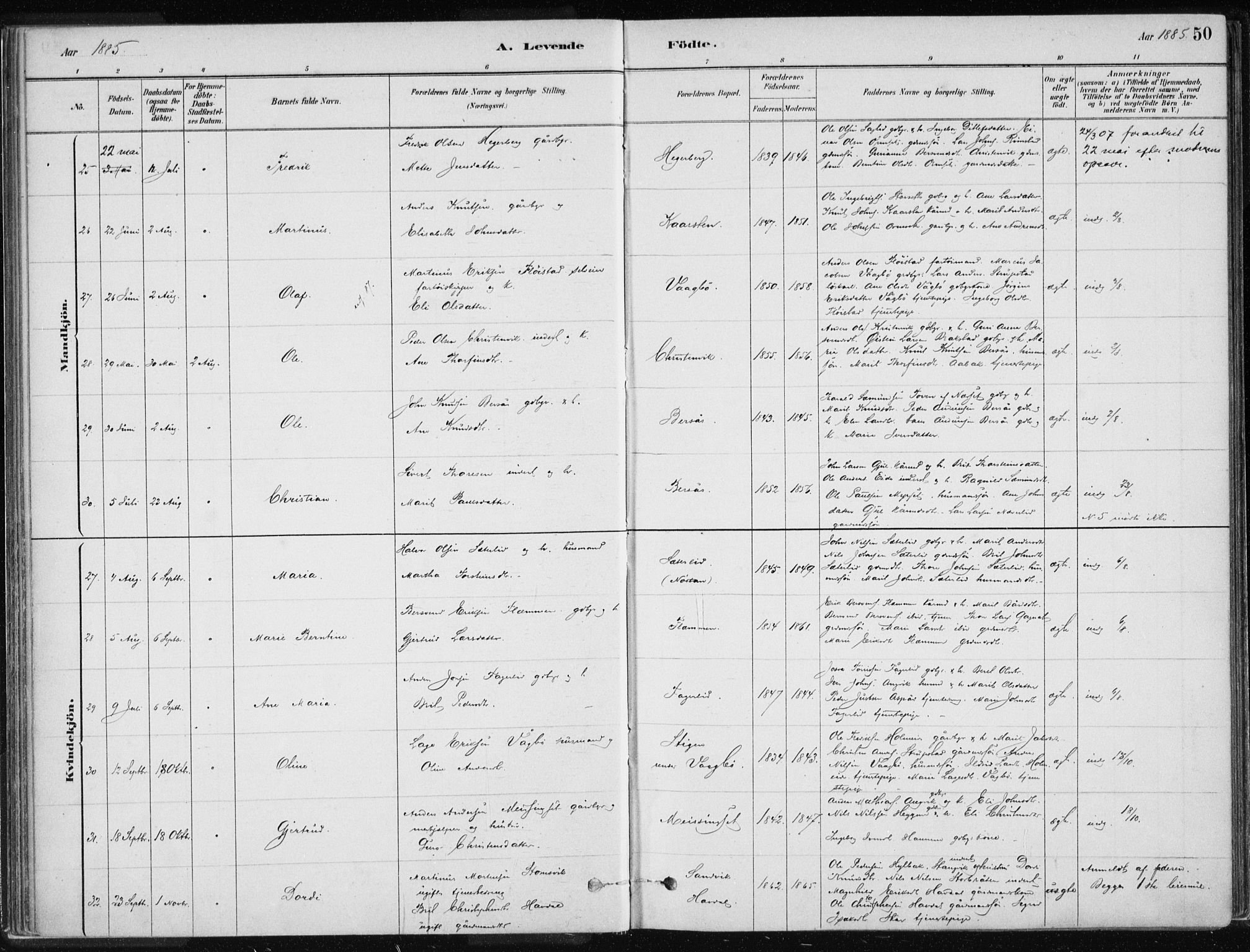 Ministerialprotokoller, klokkerbøker og fødselsregistre - Møre og Romsdal, SAT/A-1454/586/L0987: Ministerialbok nr. 586A13, 1879-1892, s. 50