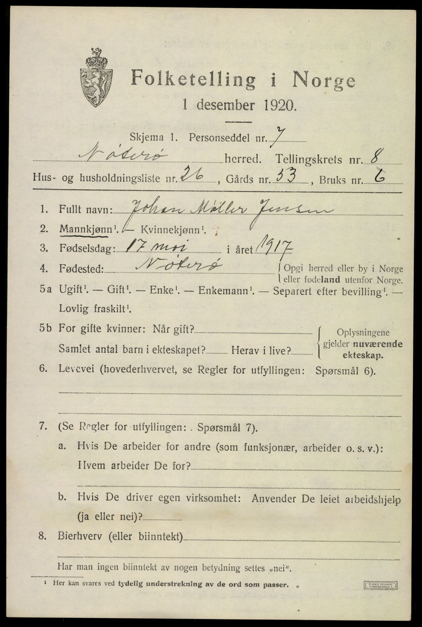 SAKO, Folketelling 1920 for 0722 Nøtterøy herred, 1920, s. 10681