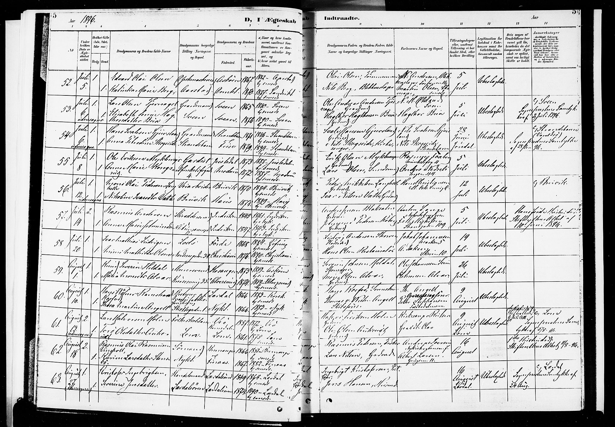 Nykirken Sokneprestembete, AV/SAB-A-77101/H/Hab: Klokkerbok nr. D 2, 1896-1905, s. 5