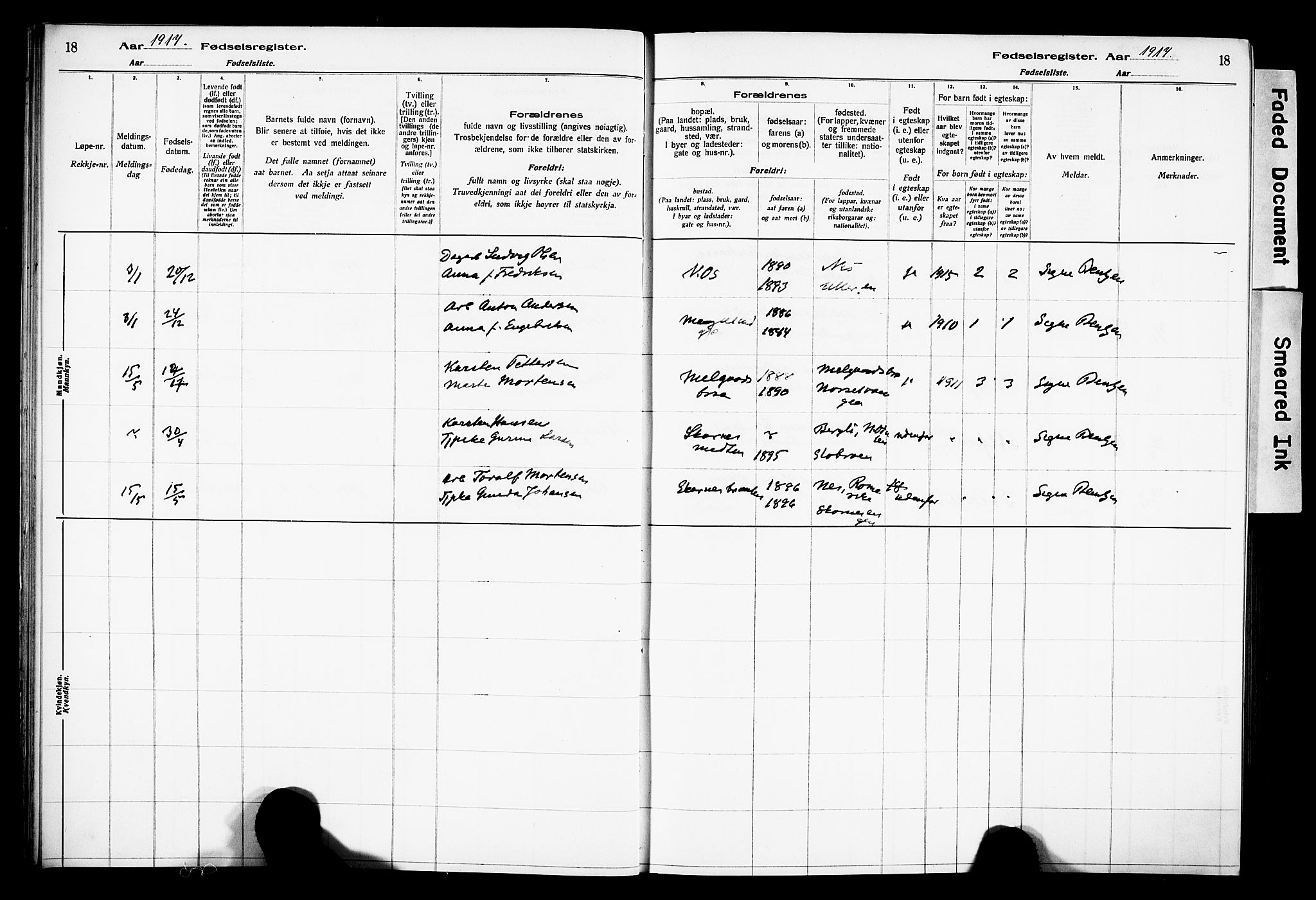 Sør-Odal prestekontor, AV/SAH-PREST-030/I/Id: Fødselsregister nr. 1, 1916-1931, s. 18