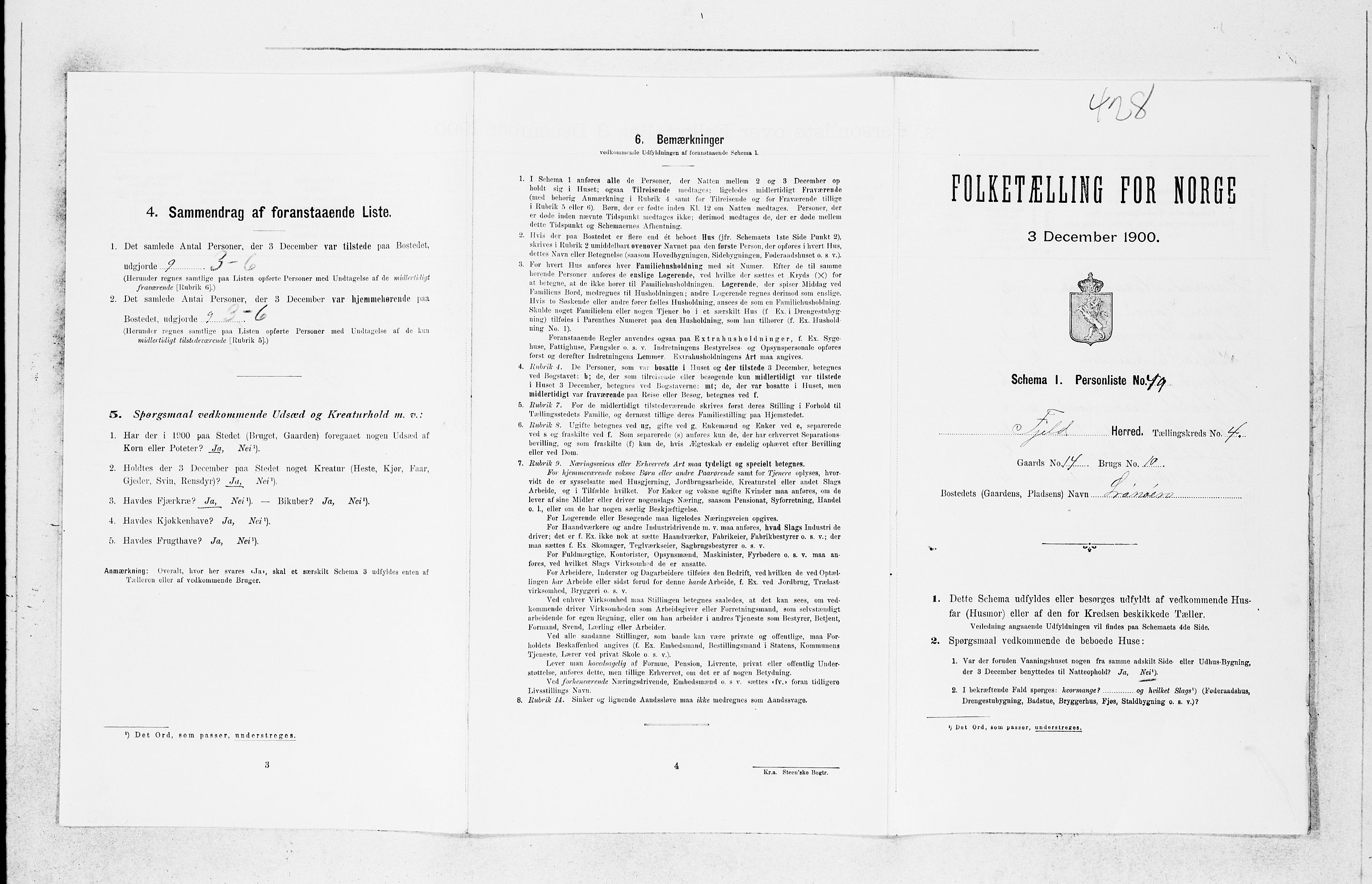 SAB, Folketelling 1900 for 1246 Fjell herred, 1900, s. 532