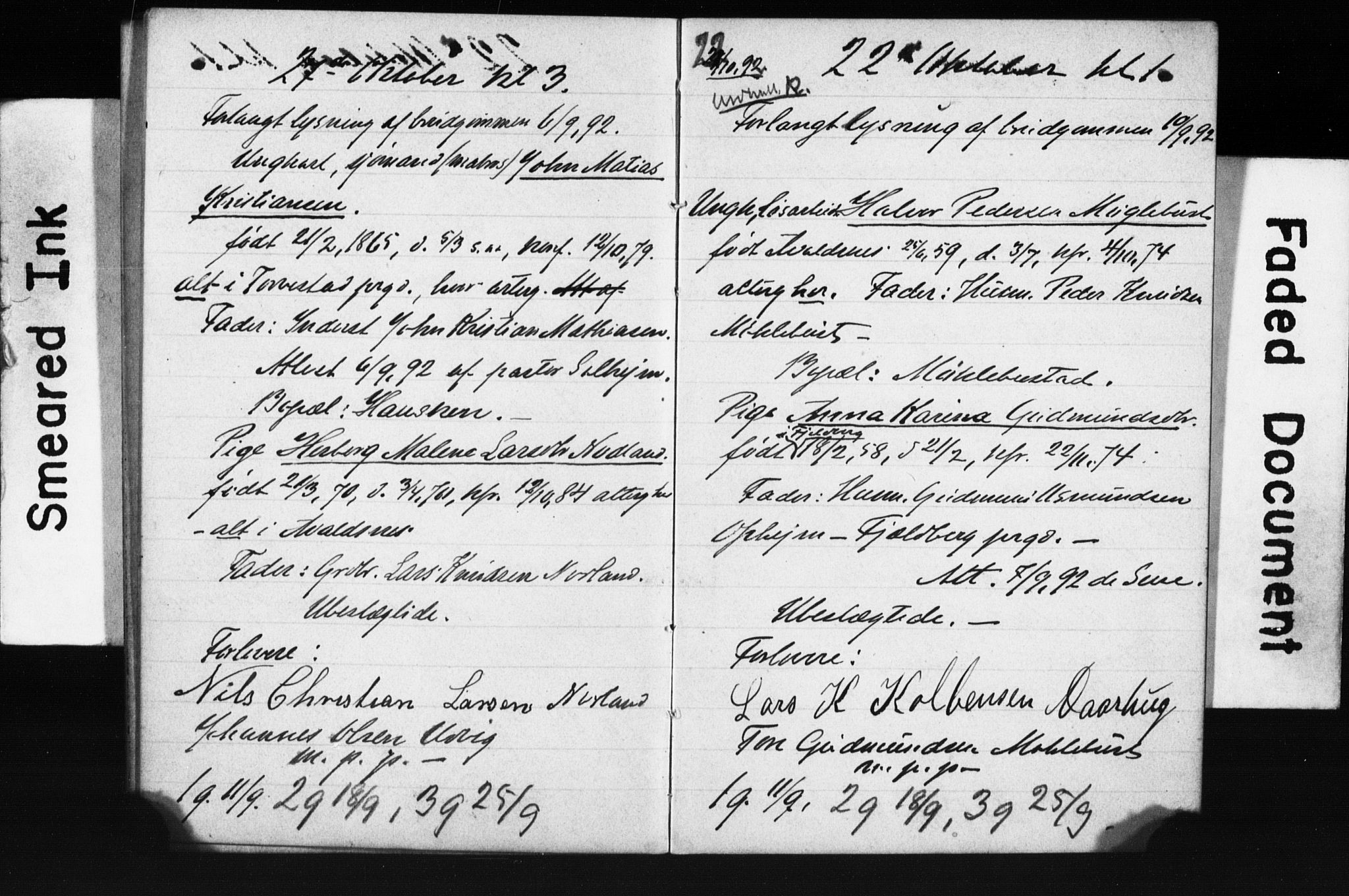 Avaldsnes sokneprestkontor, AV/SAST-A -101851/I/Ie/L0003: Lysningsprotokoll nr. IX 3B, 1891-1893