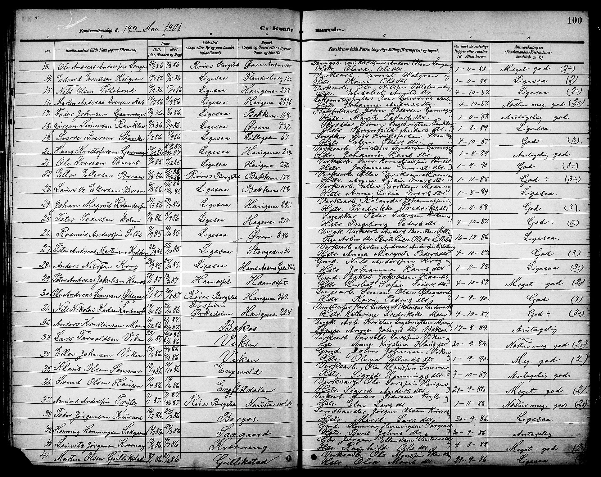 Ministerialprotokoller, klokkerbøker og fødselsregistre - Sør-Trøndelag, AV/SAT-A-1456/681/L0941: Klokkerbok nr. 681C05, 1896-1905, s. 100