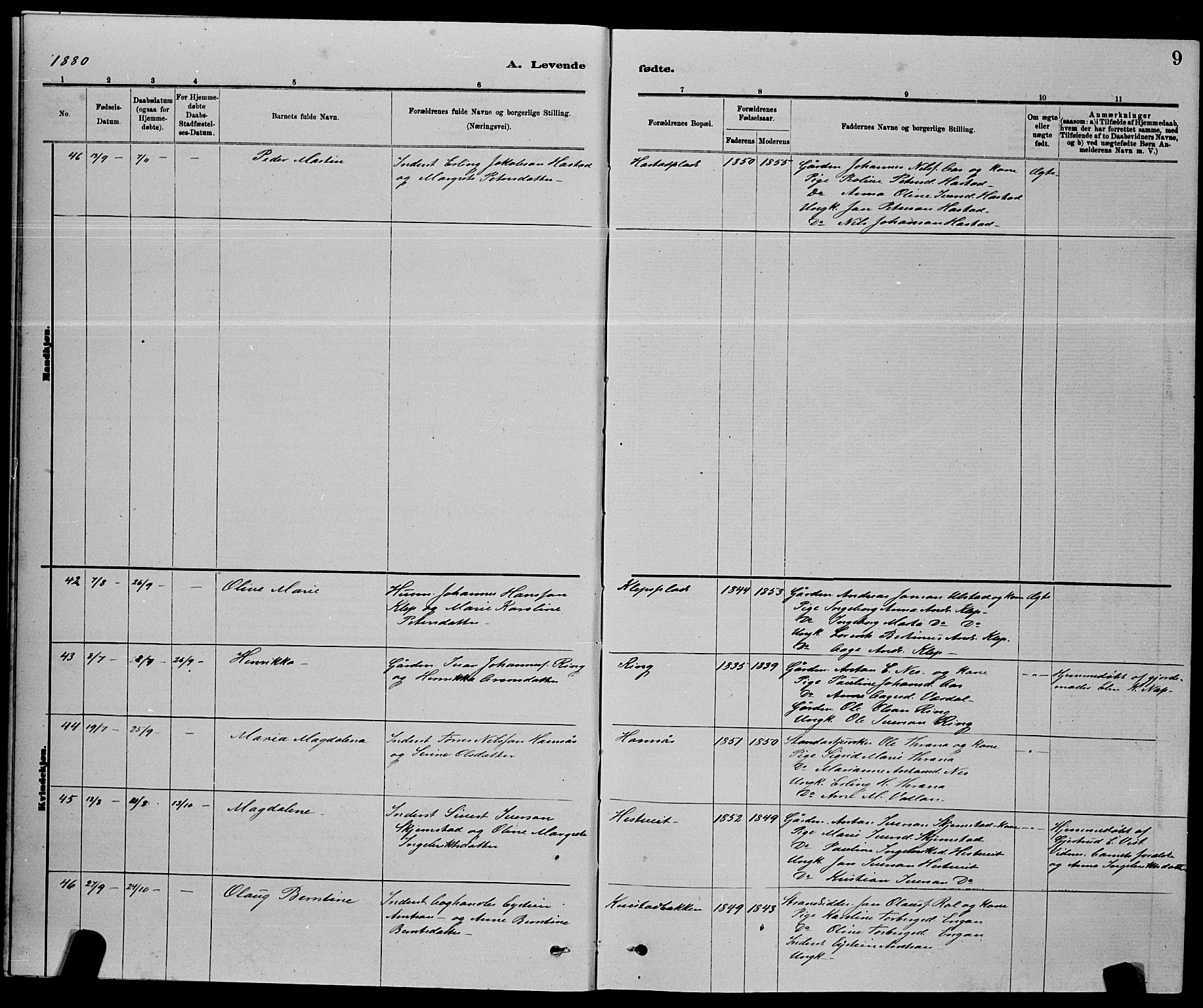 Ministerialprotokoller, klokkerbøker og fødselsregistre - Nord-Trøndelag, SAT/A-1458/730/L0301: Klokkerbok nr. 730C04, 1880-1897, s. 9
