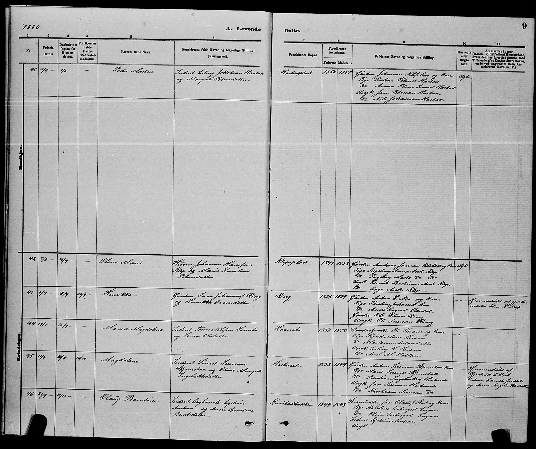 Ministerialprotokoller, klokkerbøker og fødselsregistre - Nord-Trøndelag, AV/SAT-A-1458/730/L0301: Klokkerbok nr. 730C04, 1880-1897, s. 9
