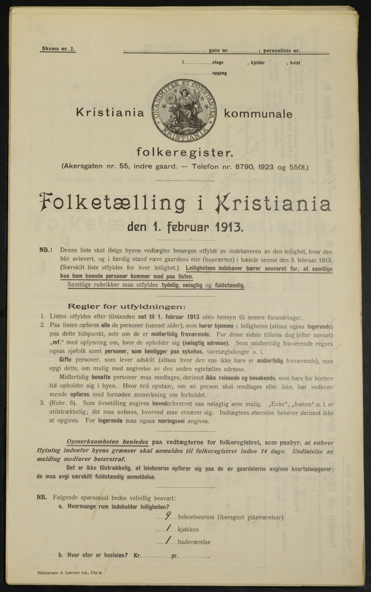 OBA, Kommunal folketelling 1.2.1913 for Kristiania, 1913, s. 32501