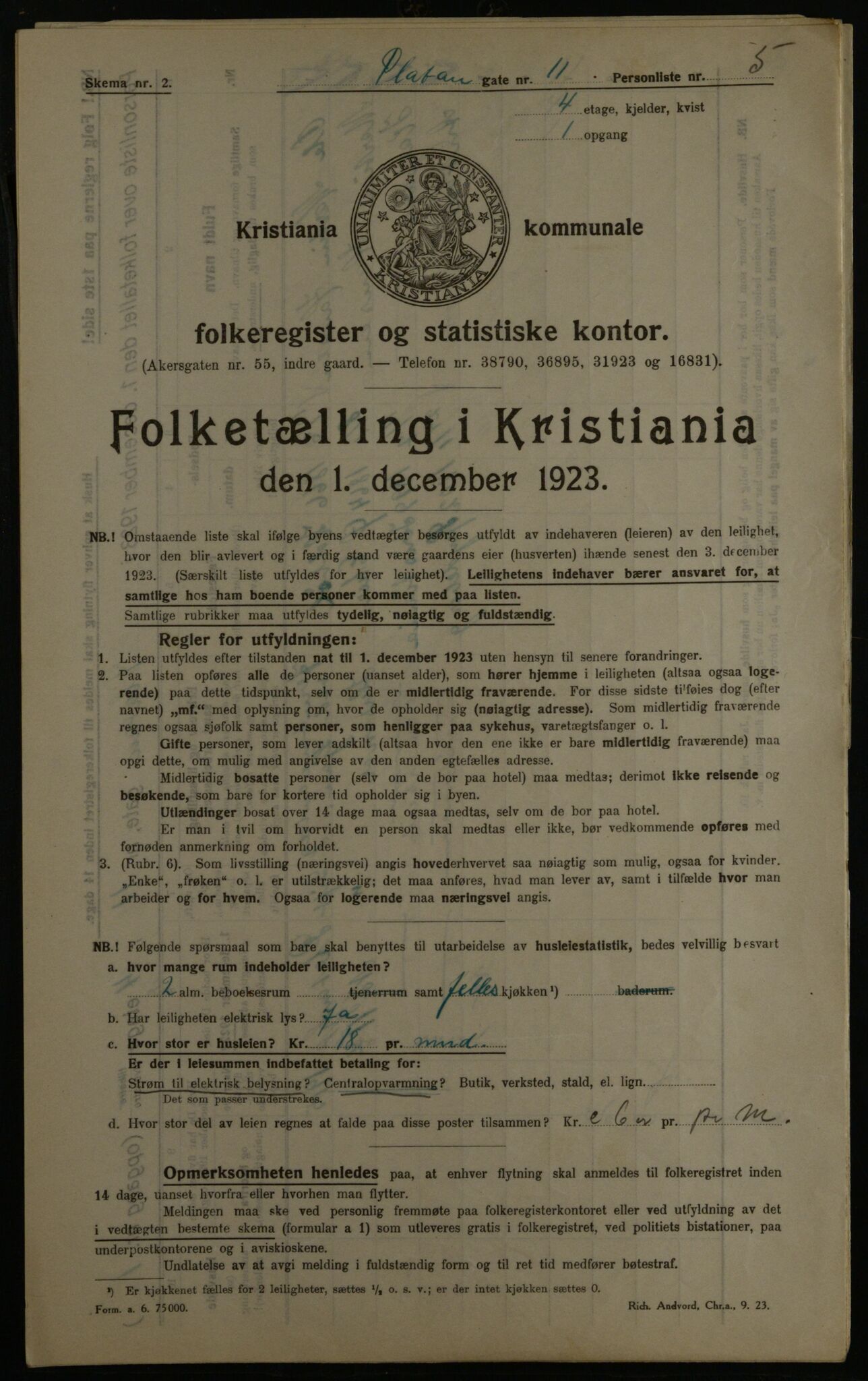 OBA, Kommunal folketelling 1.12.1923 for Kristiania, 1923, s. 88805