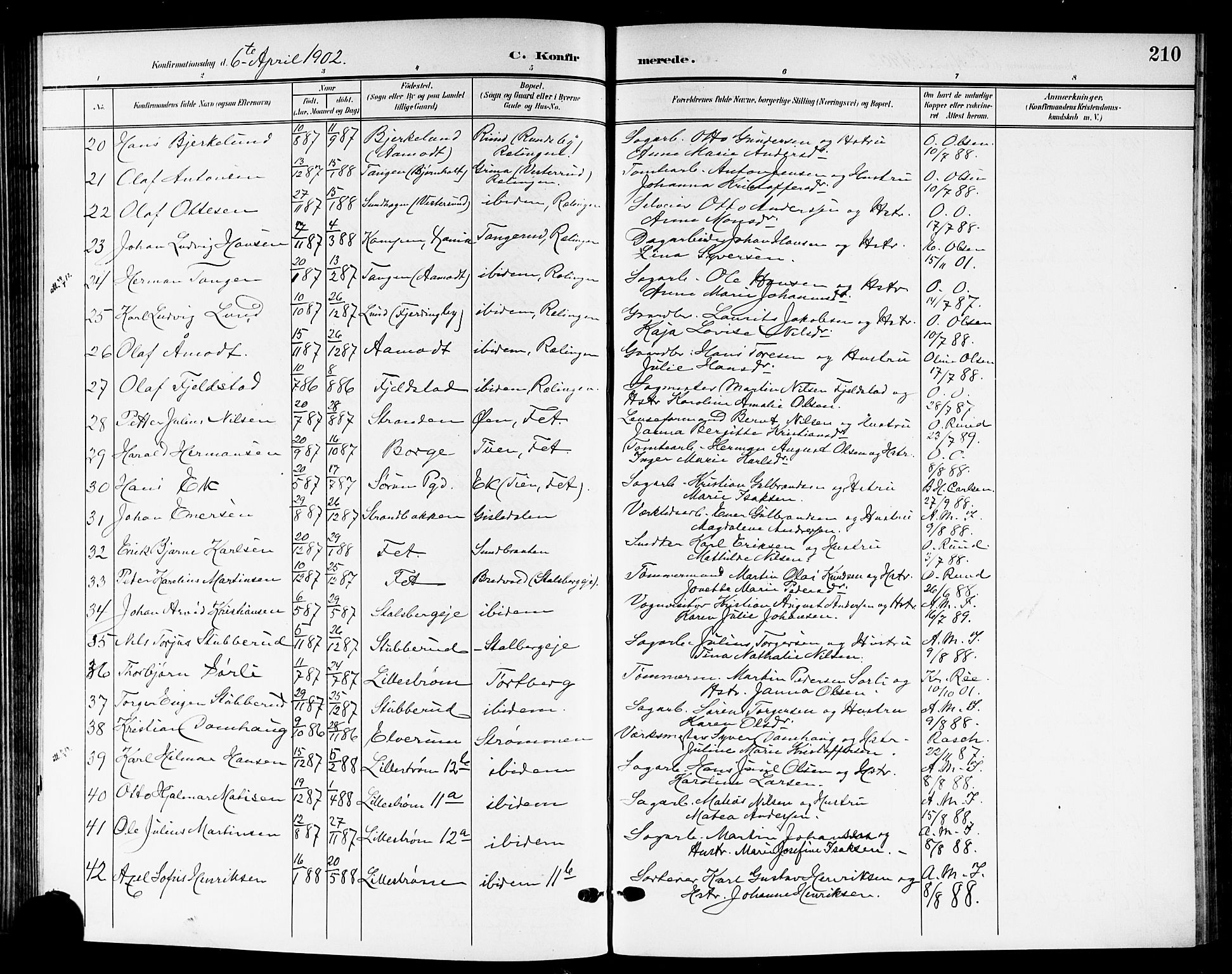 Skedsmo prestekontor Kirkebøker, AV/SAO-A-10033a/G/Ga/L0005b: Klokkerbok nr. I 5B, 1902-1911, s. 210
