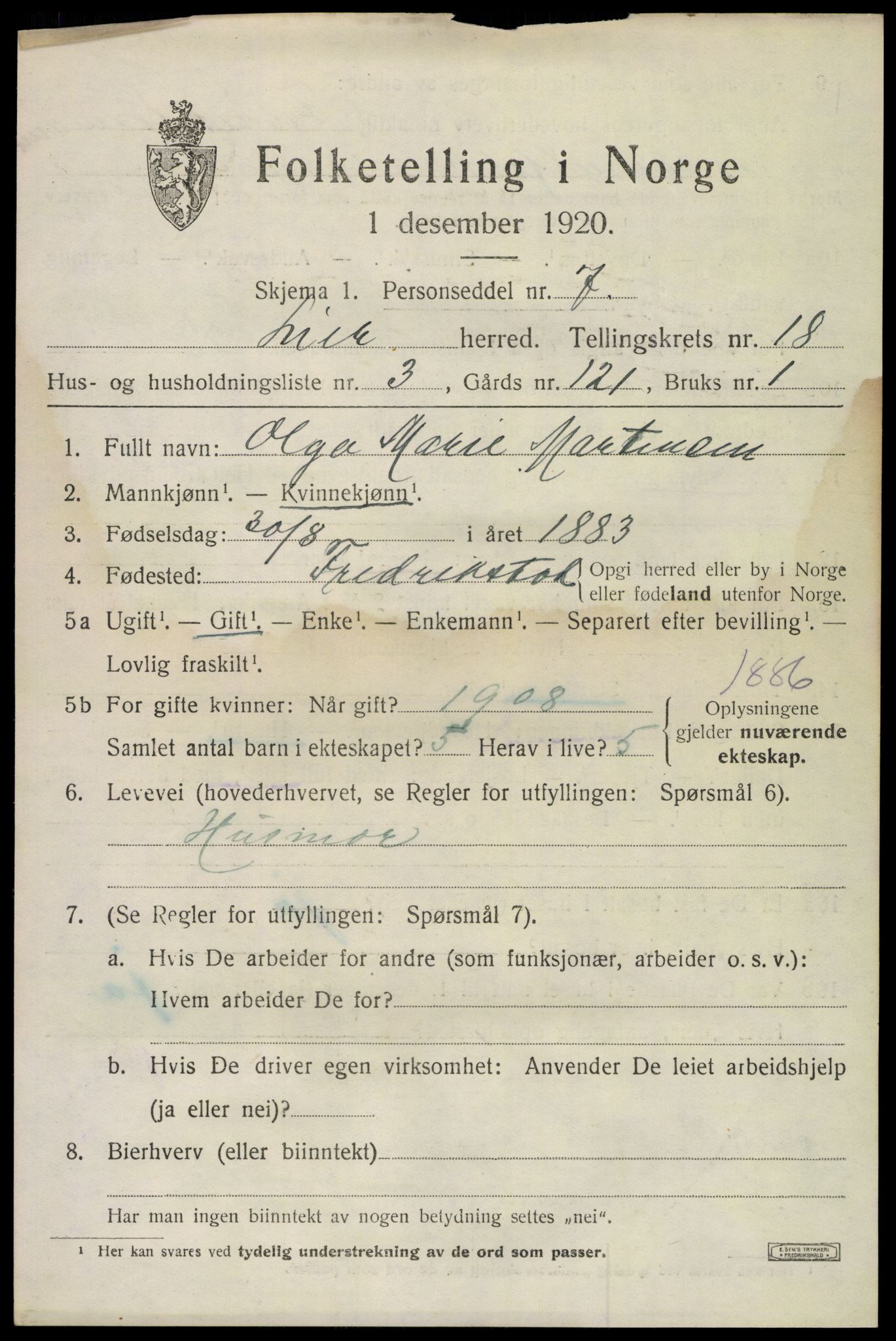 SAKO, Folketelling 1920 for 0626 Lier herred, 1920, s. 25336
