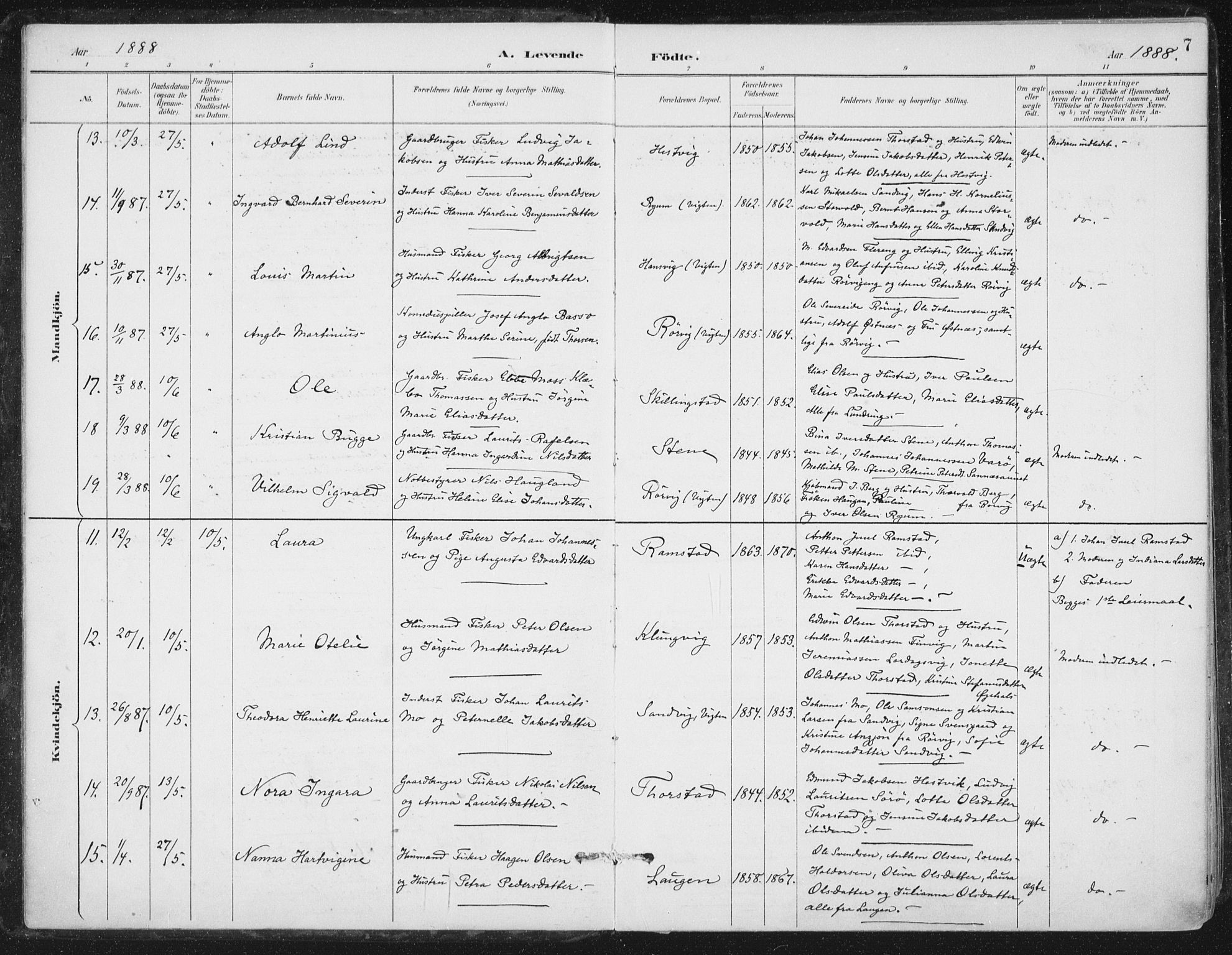 Ministerialprotokoller, klokkerbøker og fødselsregistre - Nord-Trøndelag, SAT/A-1458/784/L0673: Ministerialbok nr. 784A08, 1888-1899, s. 7