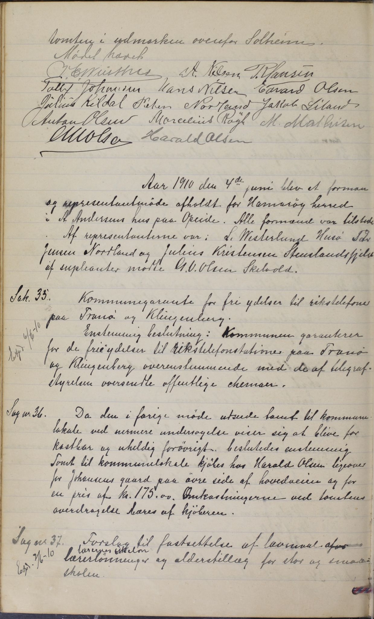 Hamarøy kommune. Formannskapet, AIN/K-18490.150/100/L0002: Møtebok, 1901-1914