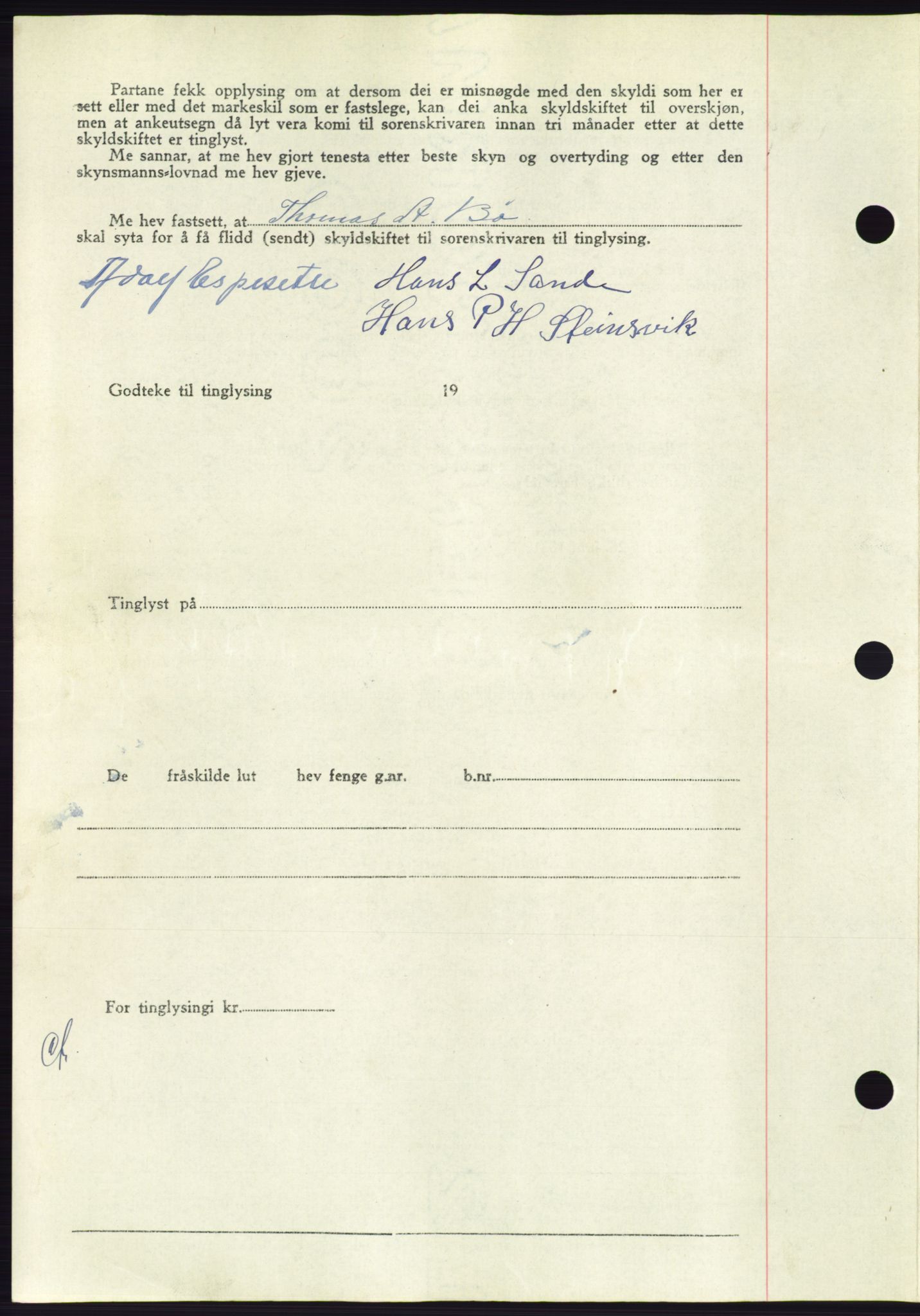 Søre Sunnmøre sorenskriveri, AV/SAT-A-4122/1/2/2C/L0084: Pantebok nr. 10A, 1949-1949, Dagboknr: 1106/1949