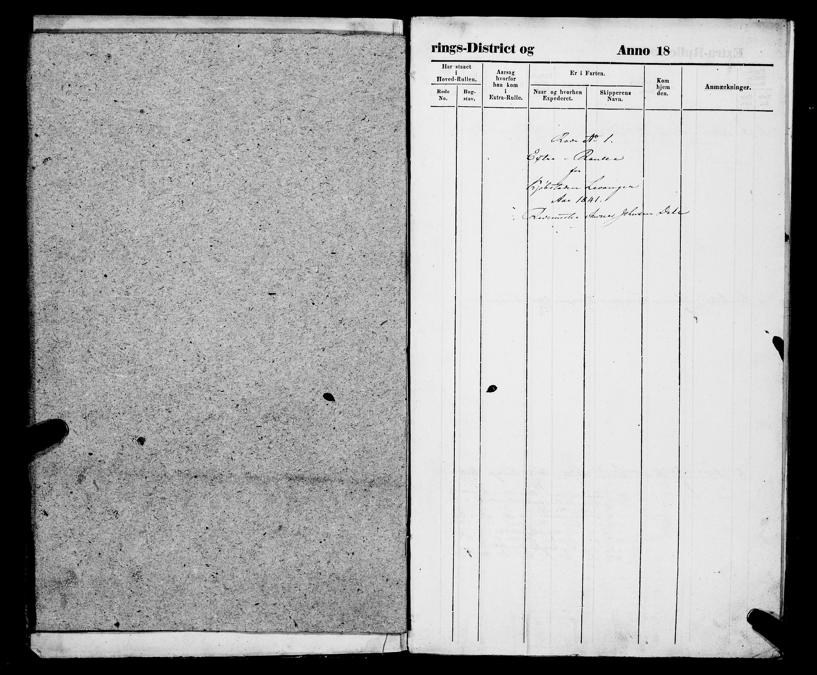 Sjøinnrulleringen - Trondhjemske distrikt, SAT/A-5121/01/L0312/0001: -- / Hovedrulle, ungdomsrulle og ekstrarulle for Levanger krets, 1841-1849