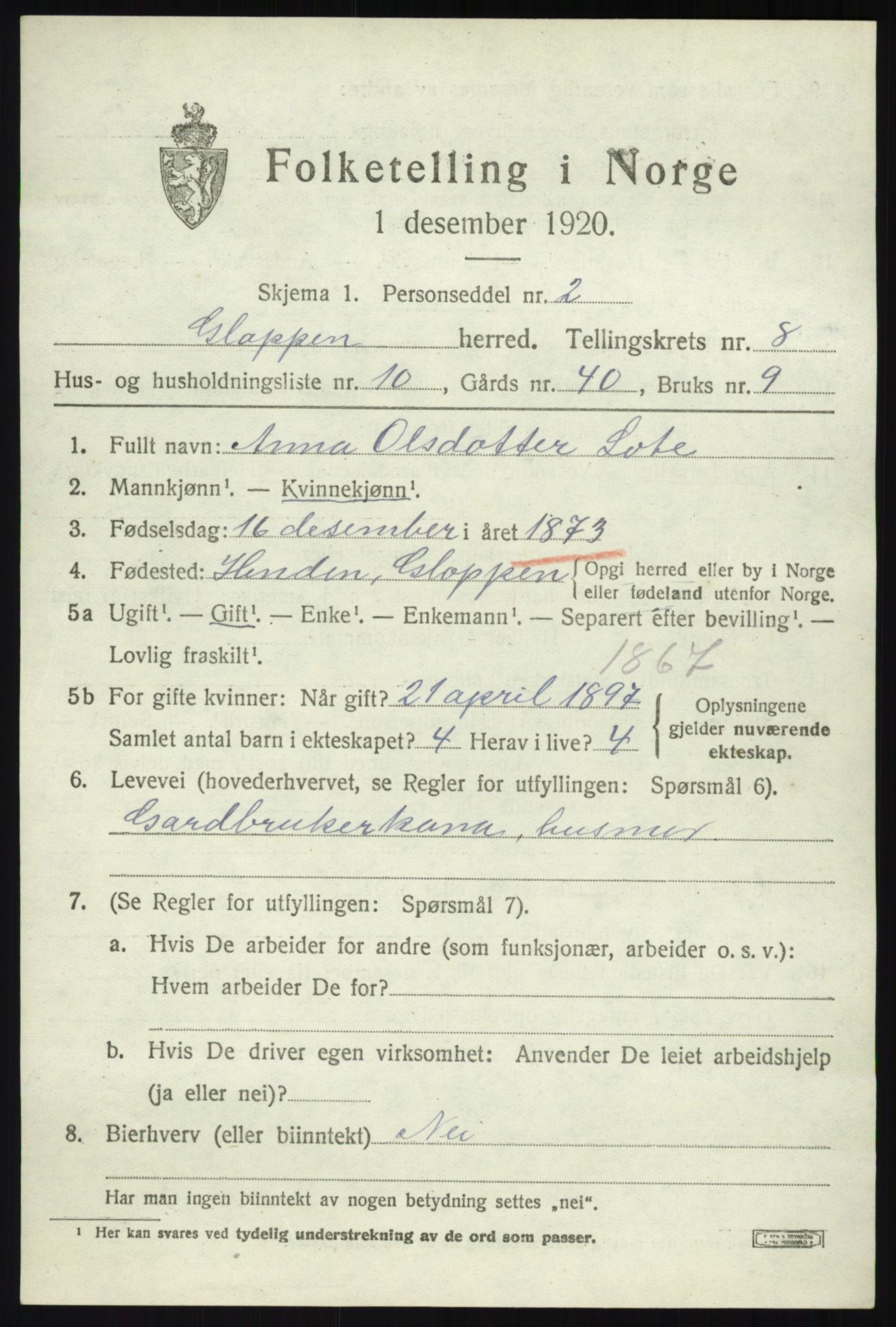 SAB, Folketelling 1920 for 1445 Gloppen herred, 1920, s. 4706
