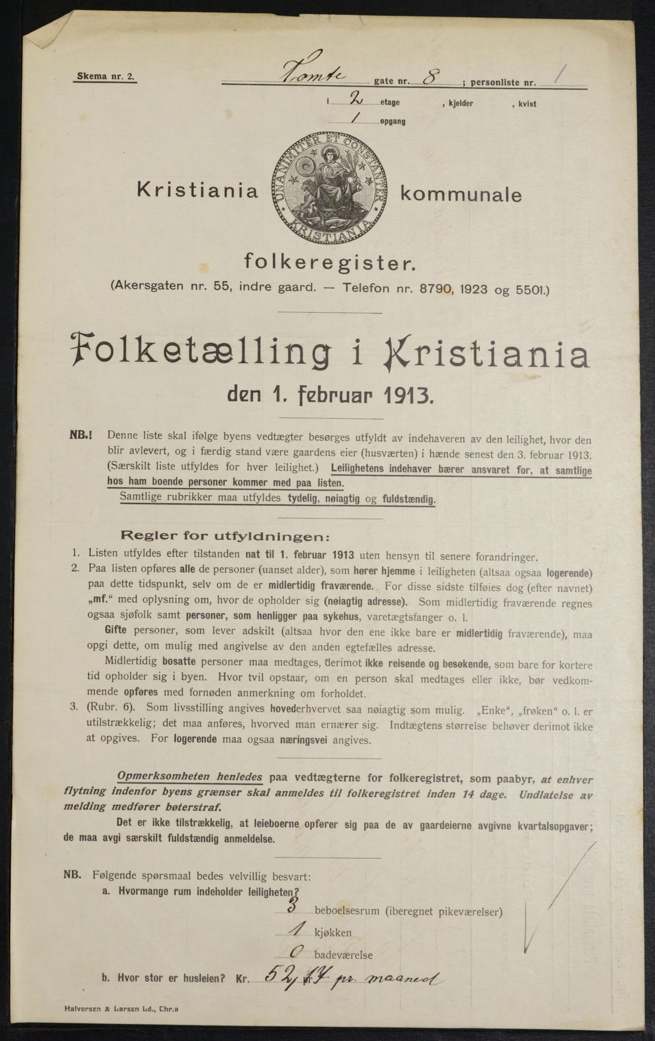 OBA, Kommunal folketelling 1.2.1913 for Kristiania, 1913, s. 113505