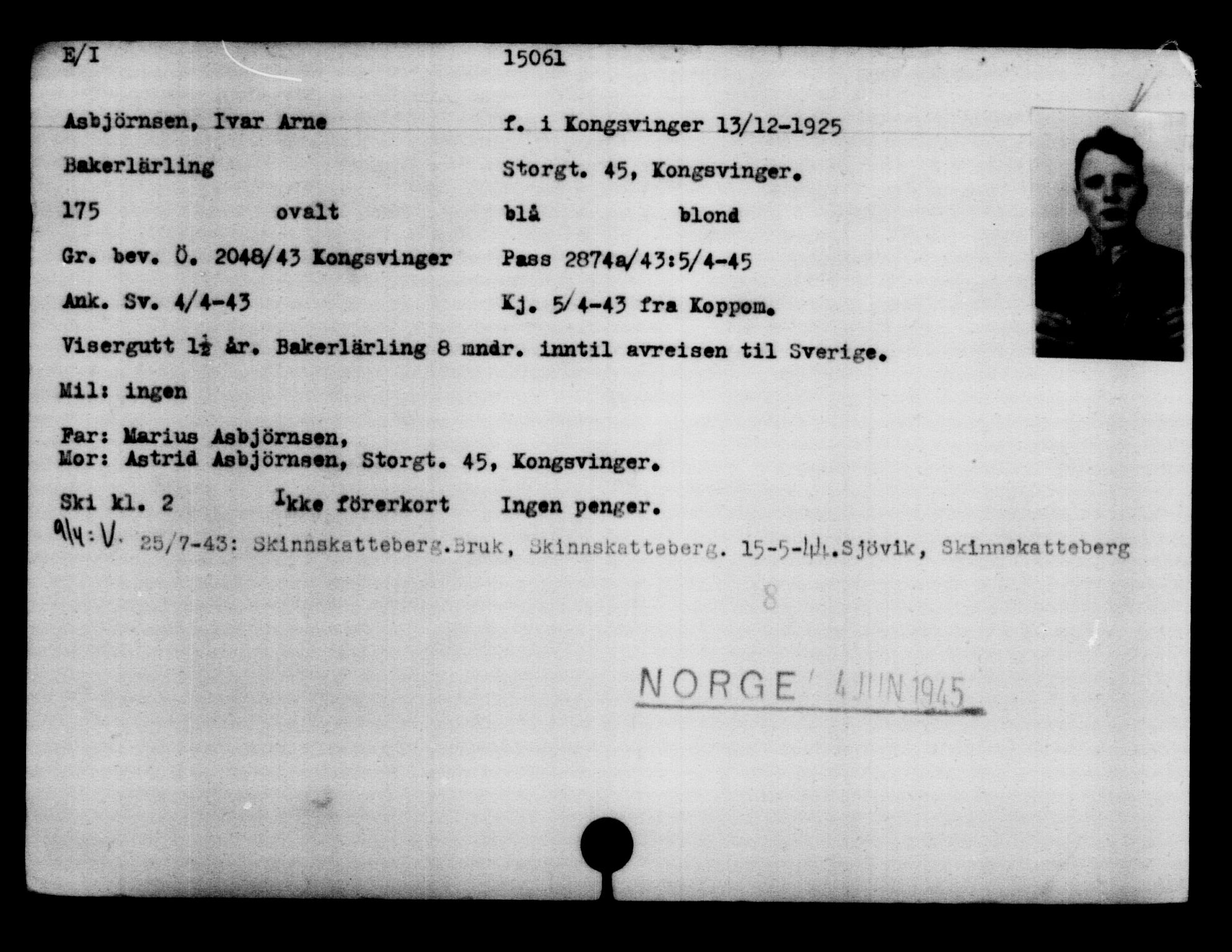 Den Kgl. Norske Legasjons Flyktningskontor, AV/RA-S-6753/V/Va/L0007: Kjesäterkartoteket.  Flyktningenr. 12700-15723, 1940-1945, s. 2715