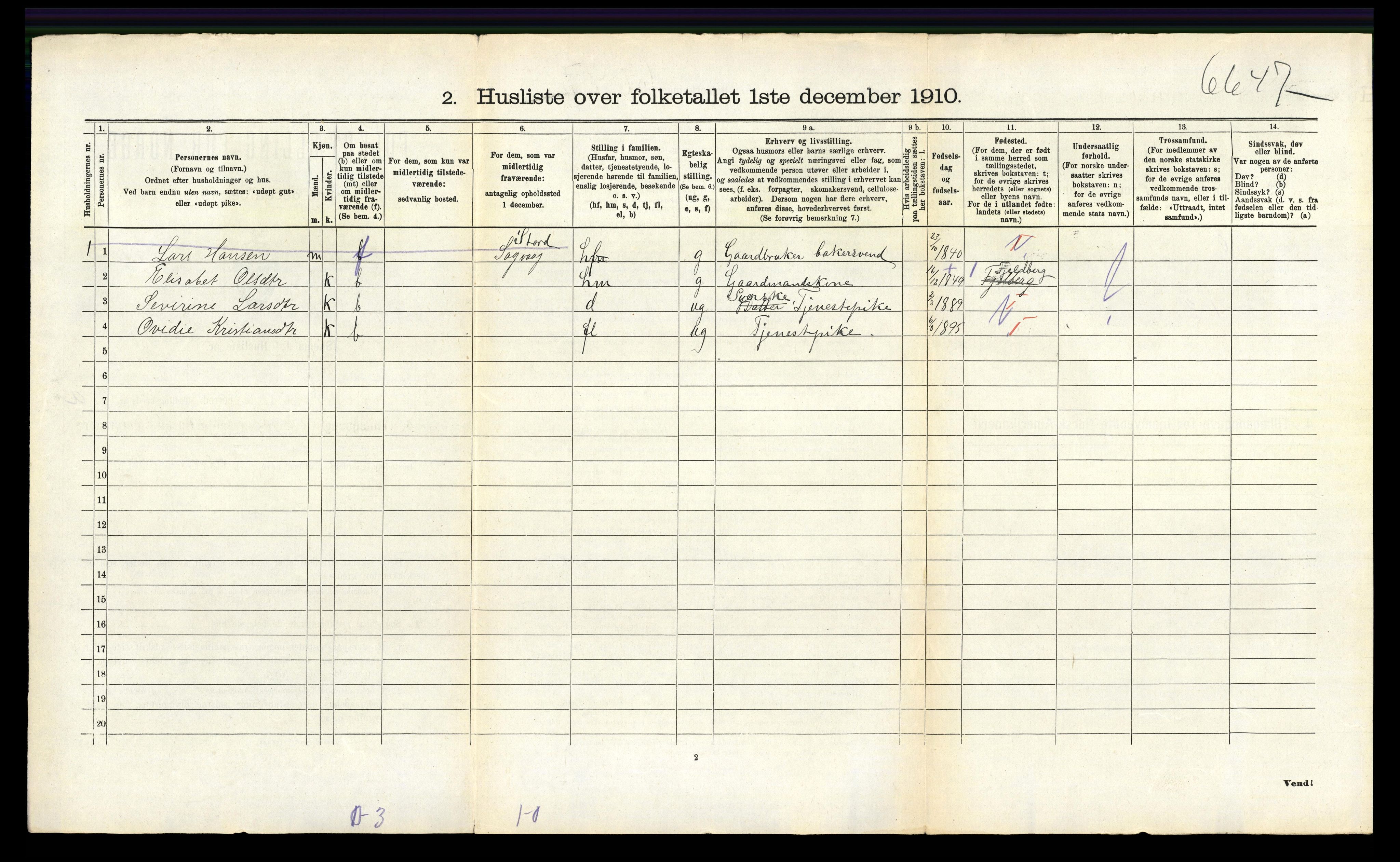 RA, Folketelling 1910 for 1218 Finnås herred, 1910, s. 307