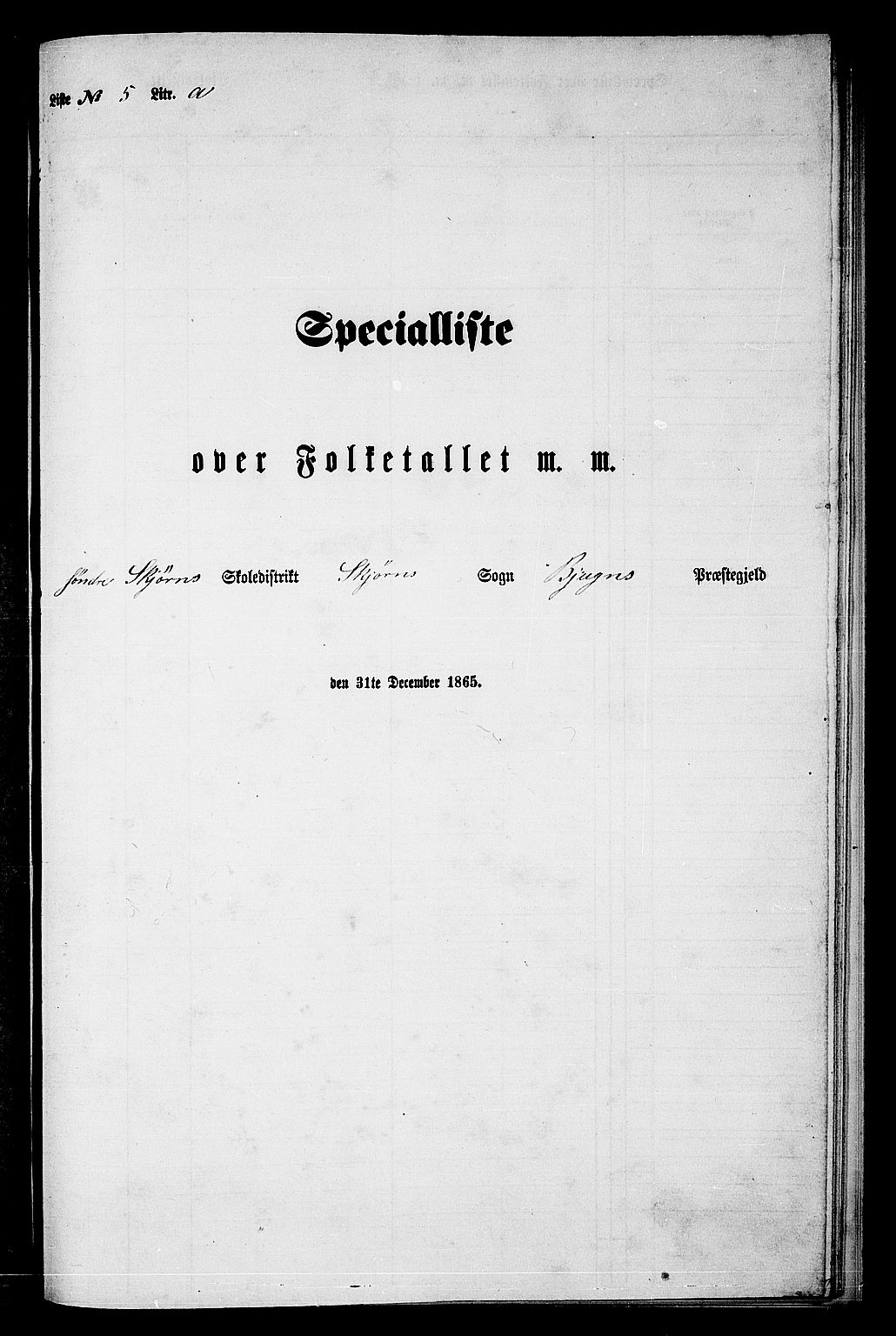 RA, Folketelling 1865 for 1627P Bjugn prestegjeld, 1865, s. 128